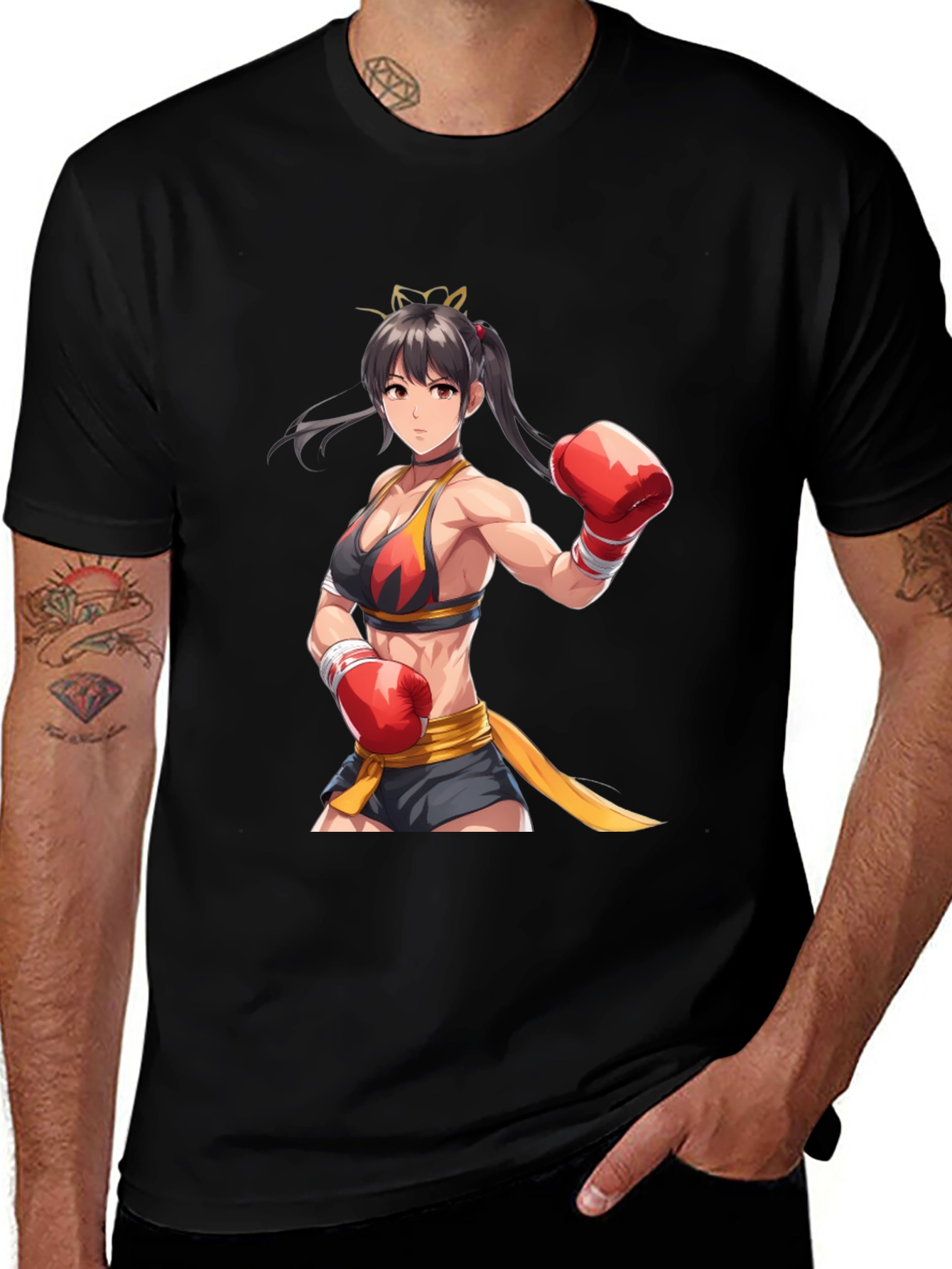 Variant 2 of Anime Boxer Graphic T-Shirt - Black