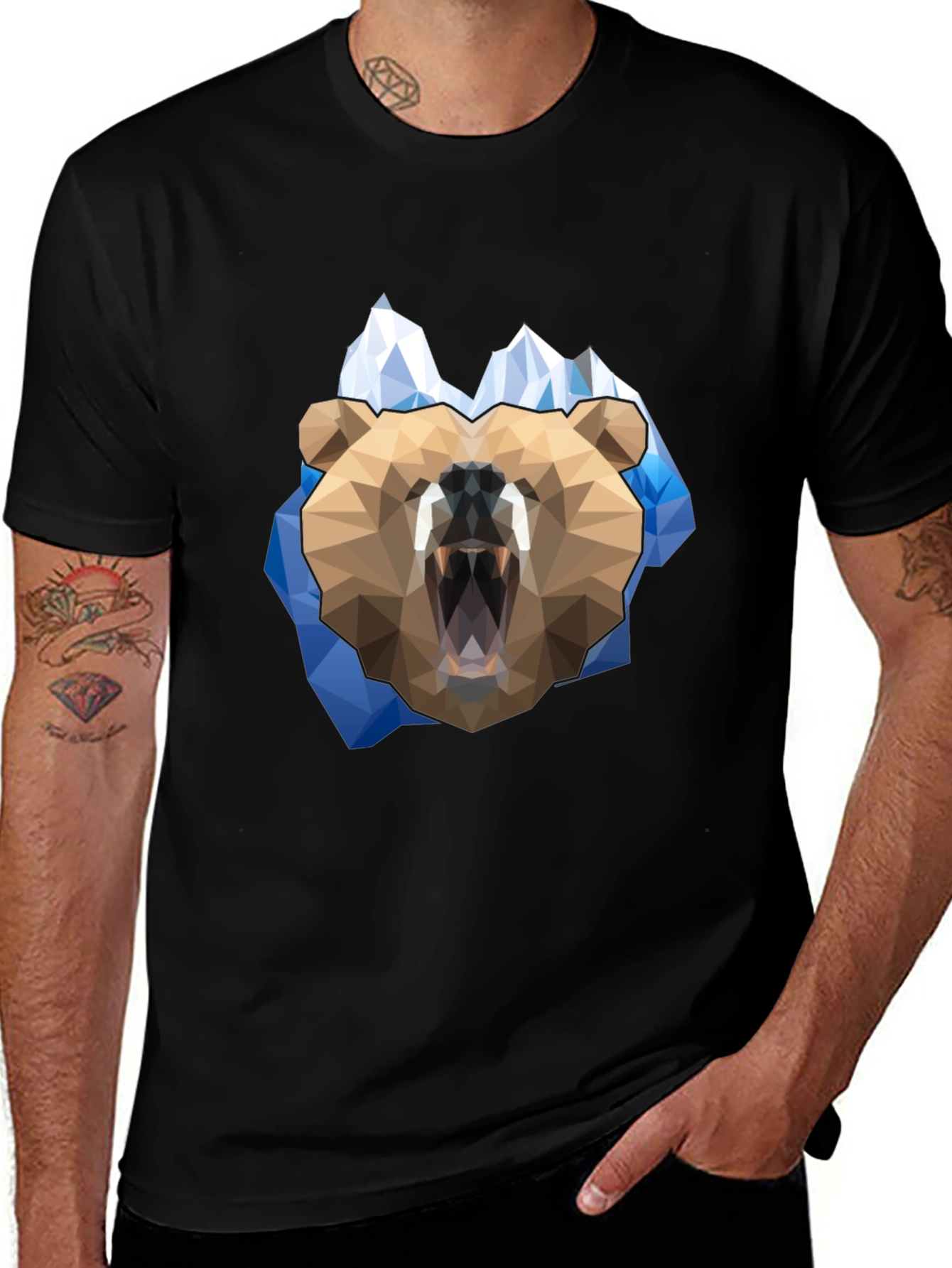 Variant 2 of Geometric Bear Graphic Tee - Modern Animal Design