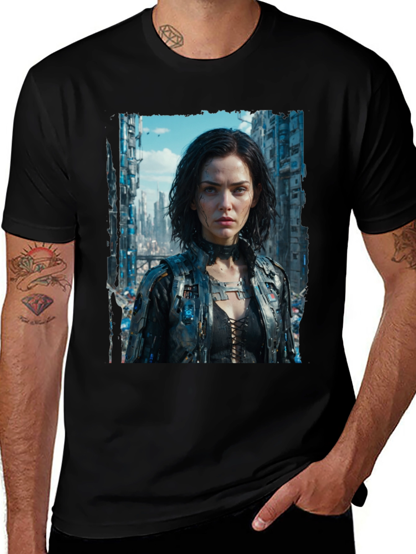 Variant 17 of Cyberpunk Woman Graphic Tee