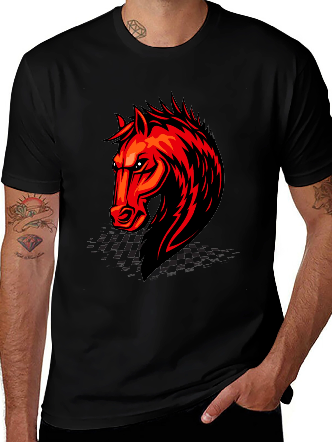Variant 2 of Fiery Horse Graphic Tee - Black Cotton T-Shirt