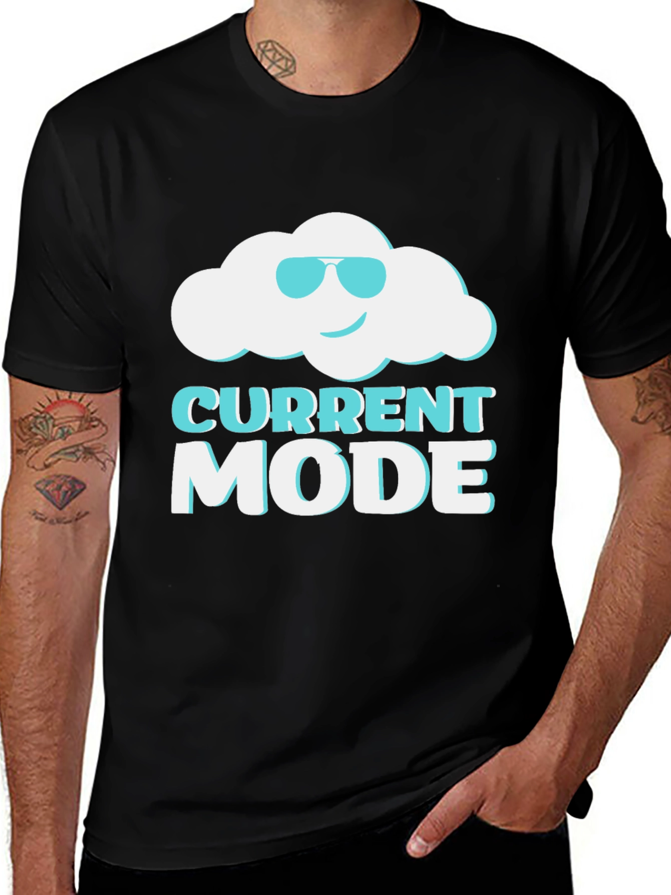 Variant 18 of Current Mood Cloud Graphic Tee - Black Cotton T-Shirt