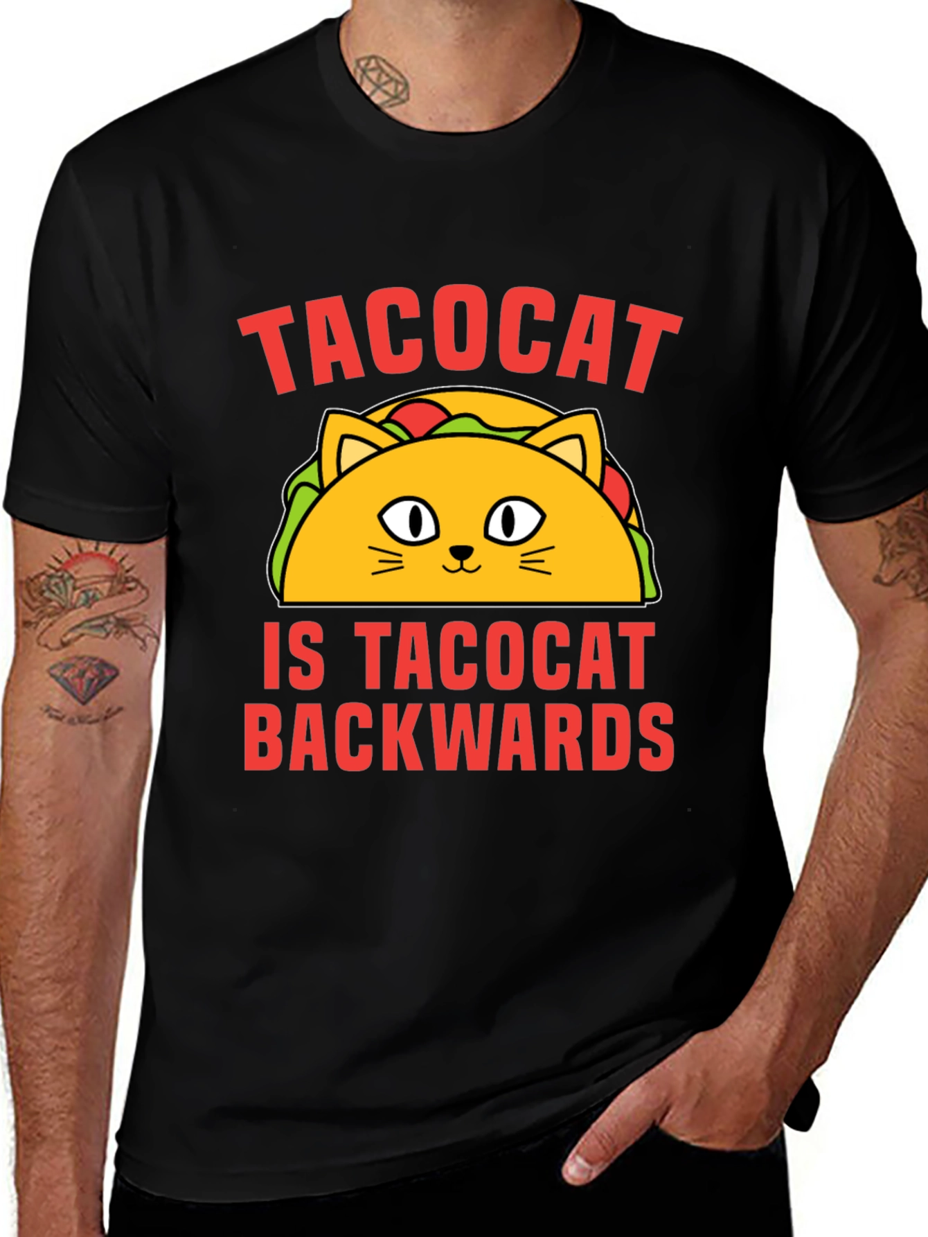 Taco Cat T-Shirt - Tacocat is Tacocat Backwards Funny Tee