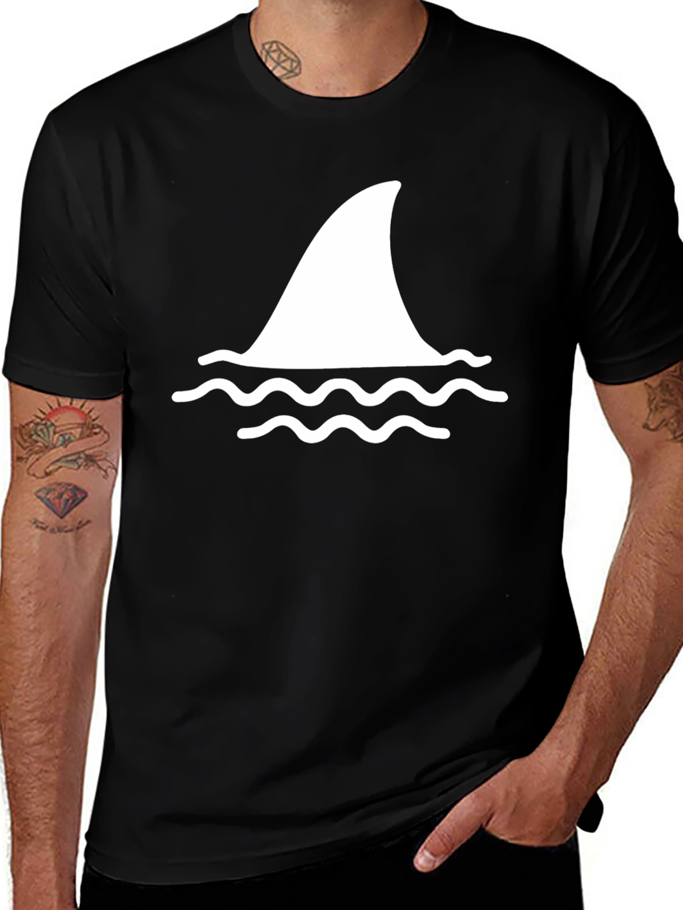 Variant 20 of Shark Fin Graphic Tee - Black