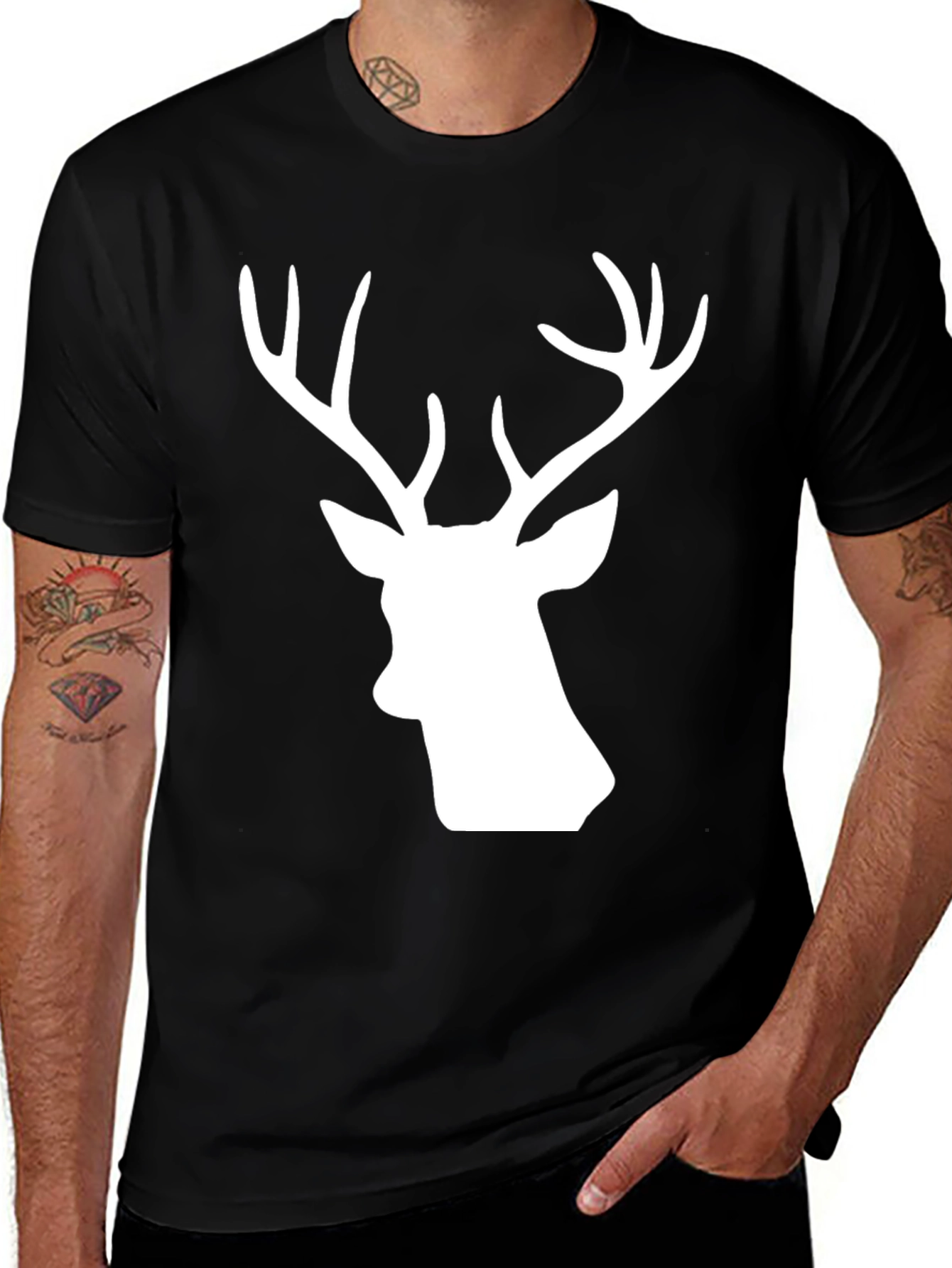 Variant 21 of Black Deer Head Graphic Tee