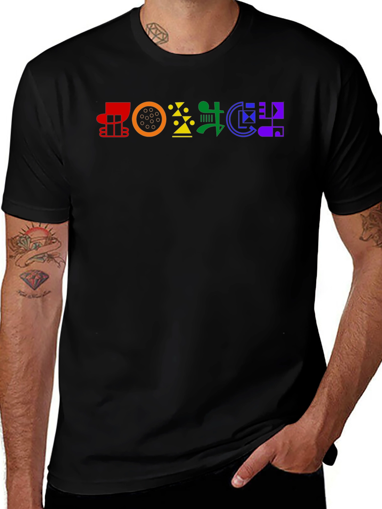 Variant 15 of Rainbow Symbol Graphic Tee - Black Crewneck
