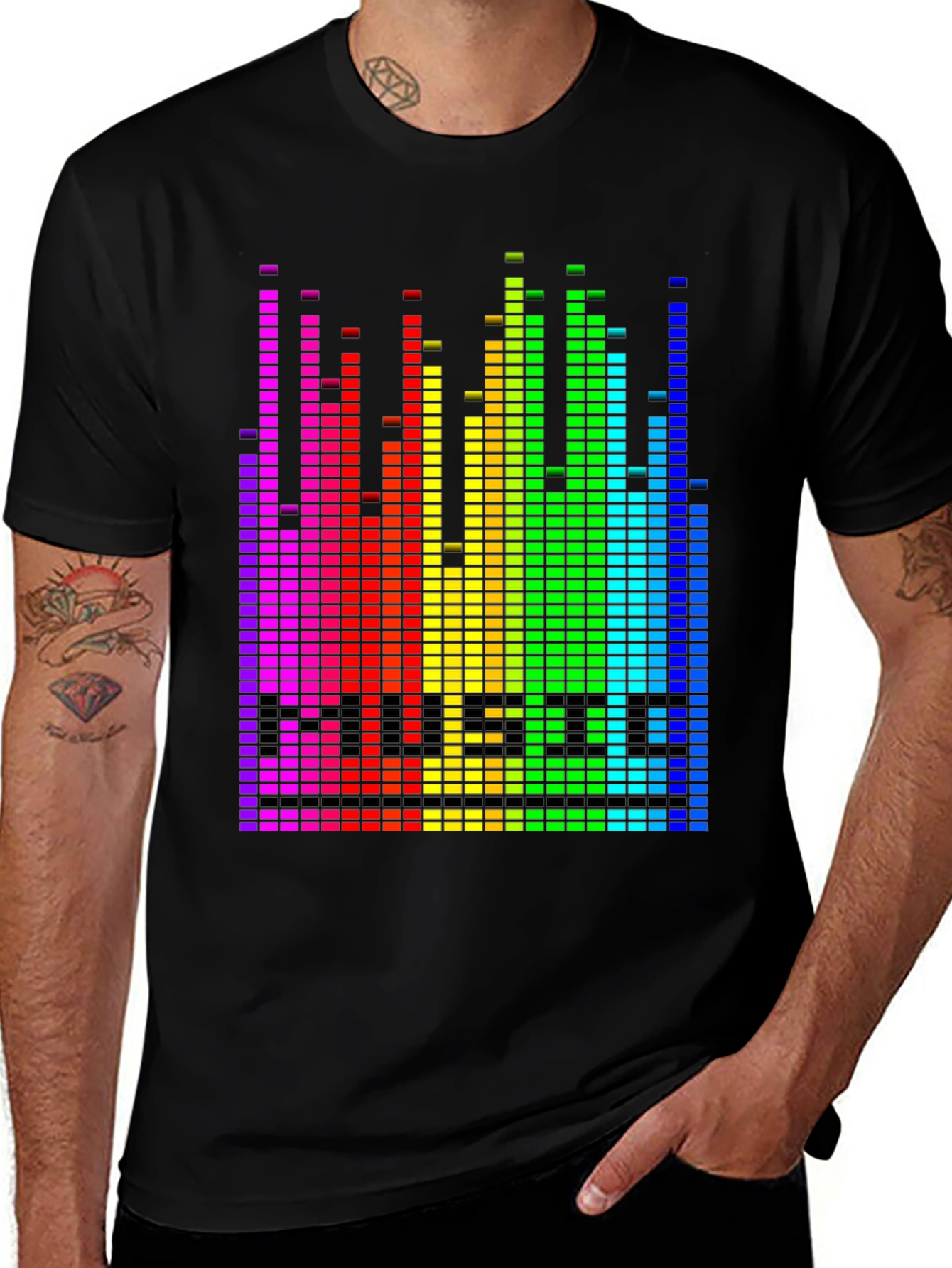 Pixelated Music Spectrum Graphic Tee