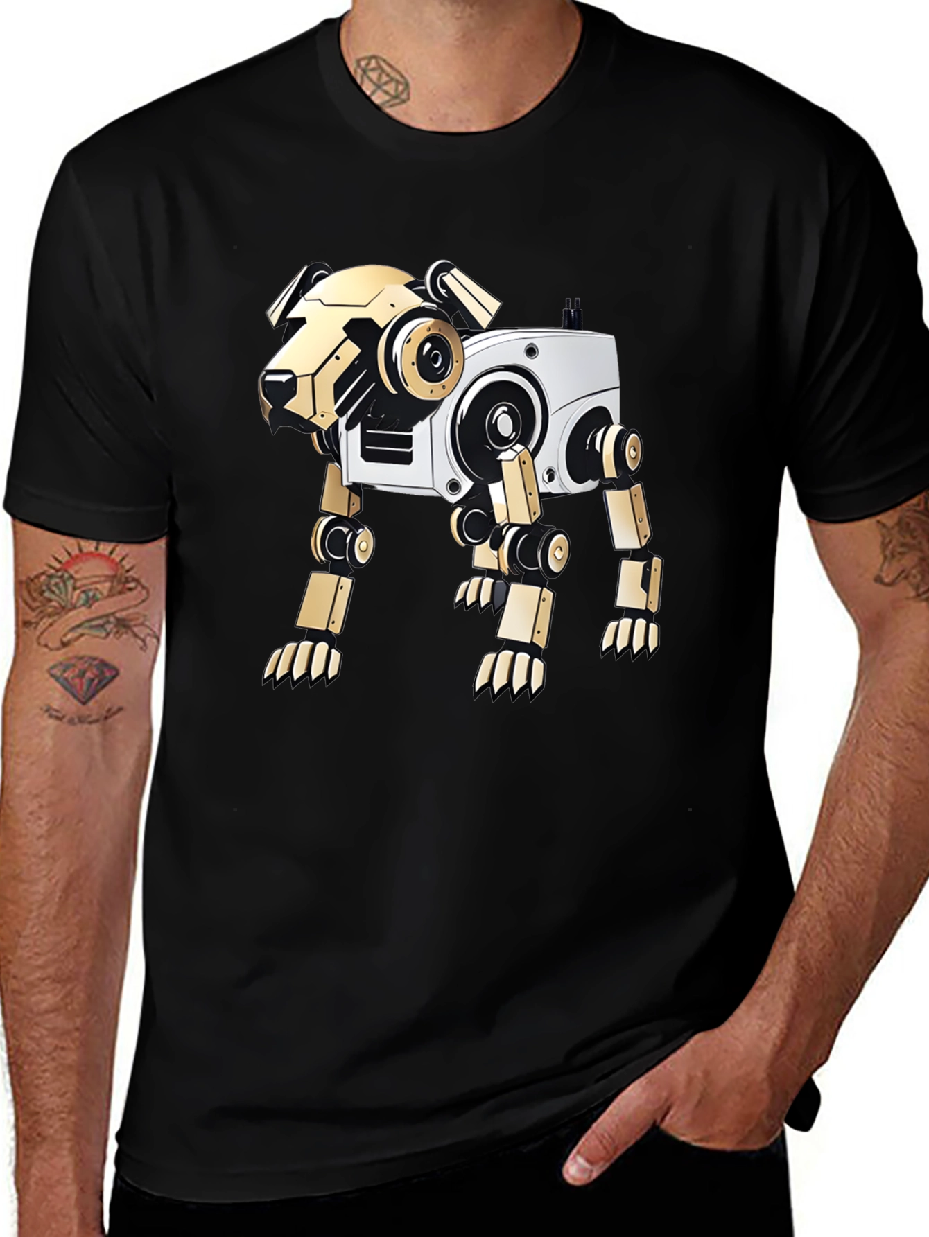 Robotic Dog Graphic T-Shirt - Unique Robot Pet Design