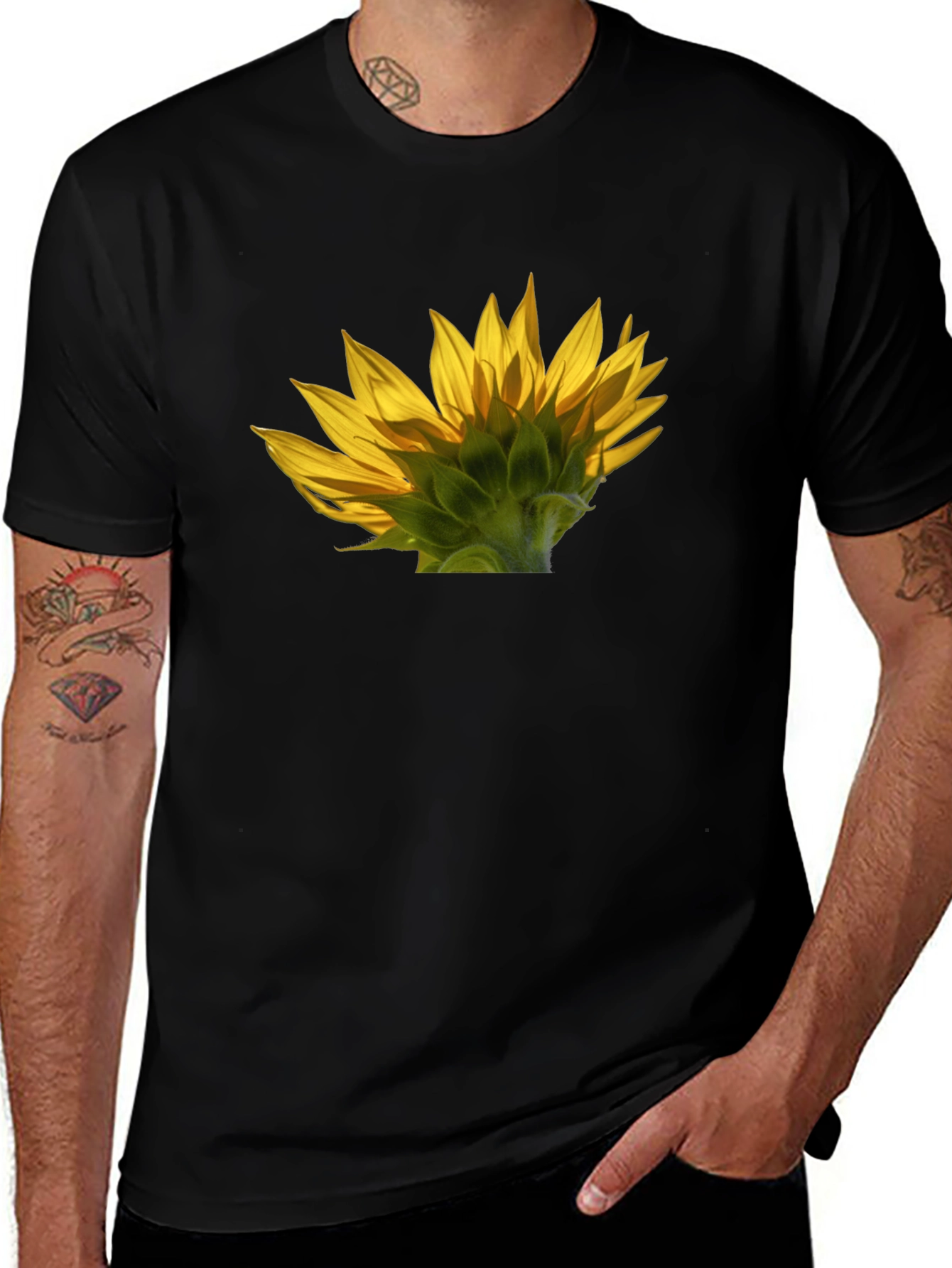 Variant 9 of Sunflower Graphic T-Shirt - Black Cotton Tee