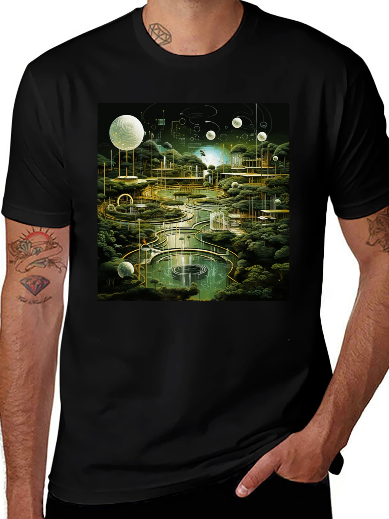 Variant 27 of Sci-Fi Landscape Black Tee