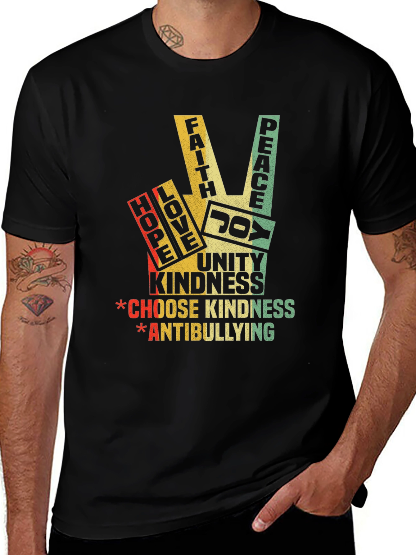 Variant 3 of Peace Love Kindness T-Shirt - Anti Bullying Message