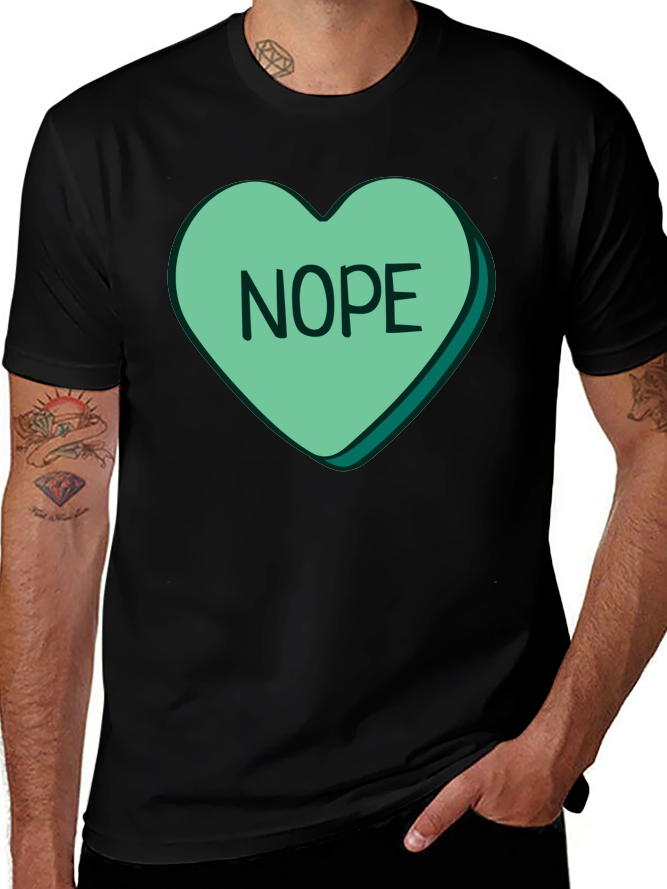 Nope Heart Candy Graphic Tee - Black Cotton T-Shirt