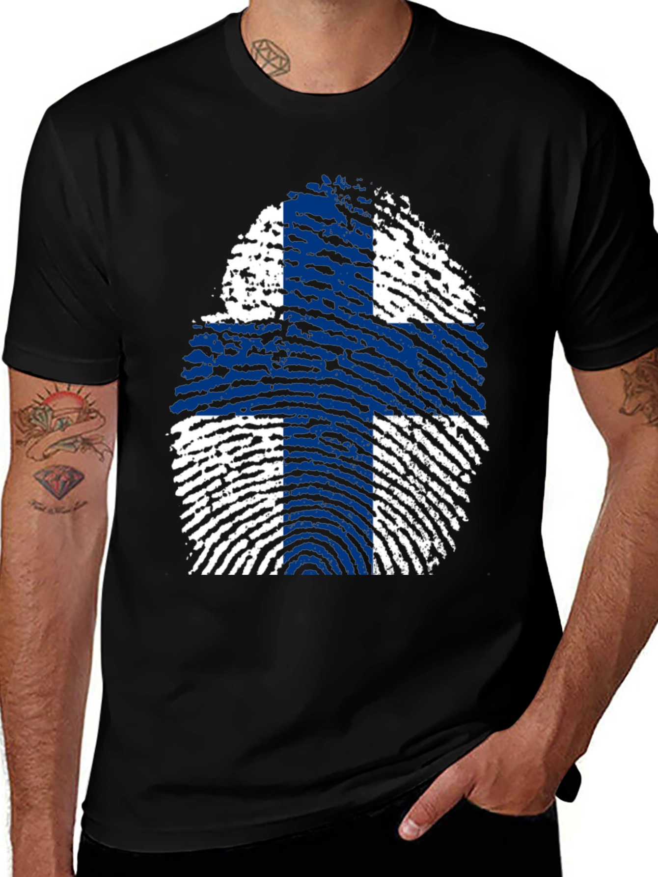 Finland Flag Fingerprint T-Shirt