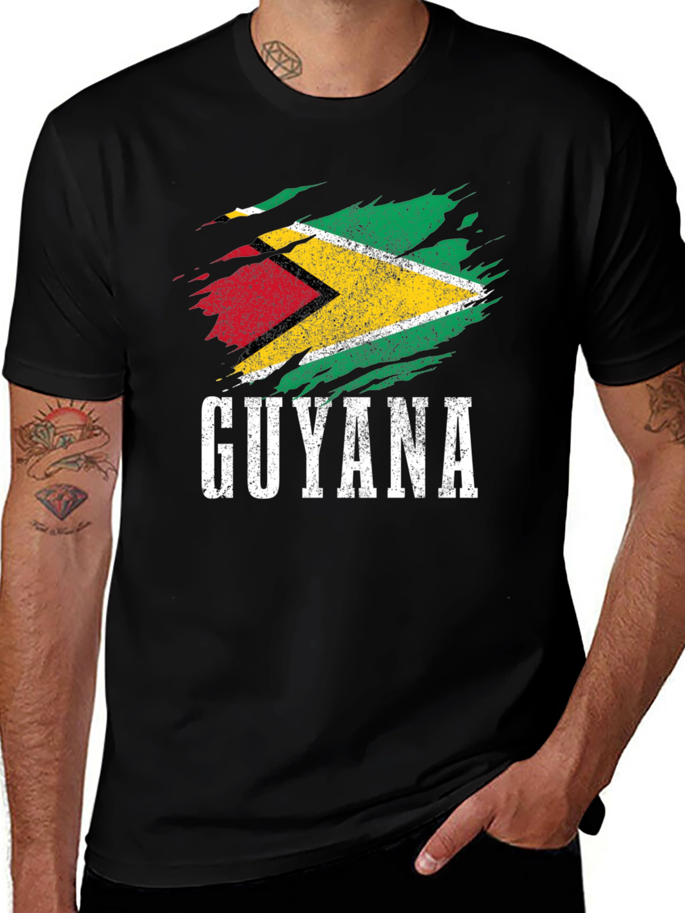 Guyana Flag T-Shirt - Distressed Style