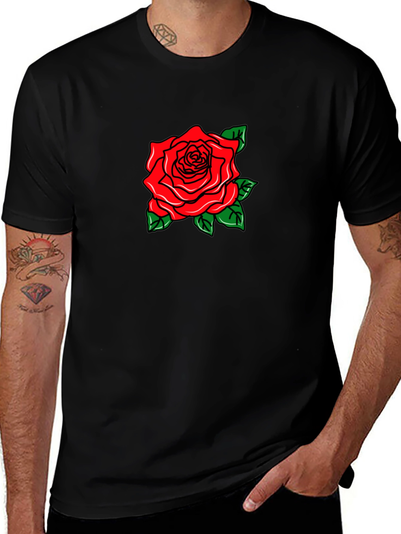 Variant 4 of Black T-Shirt with Rose Graphic