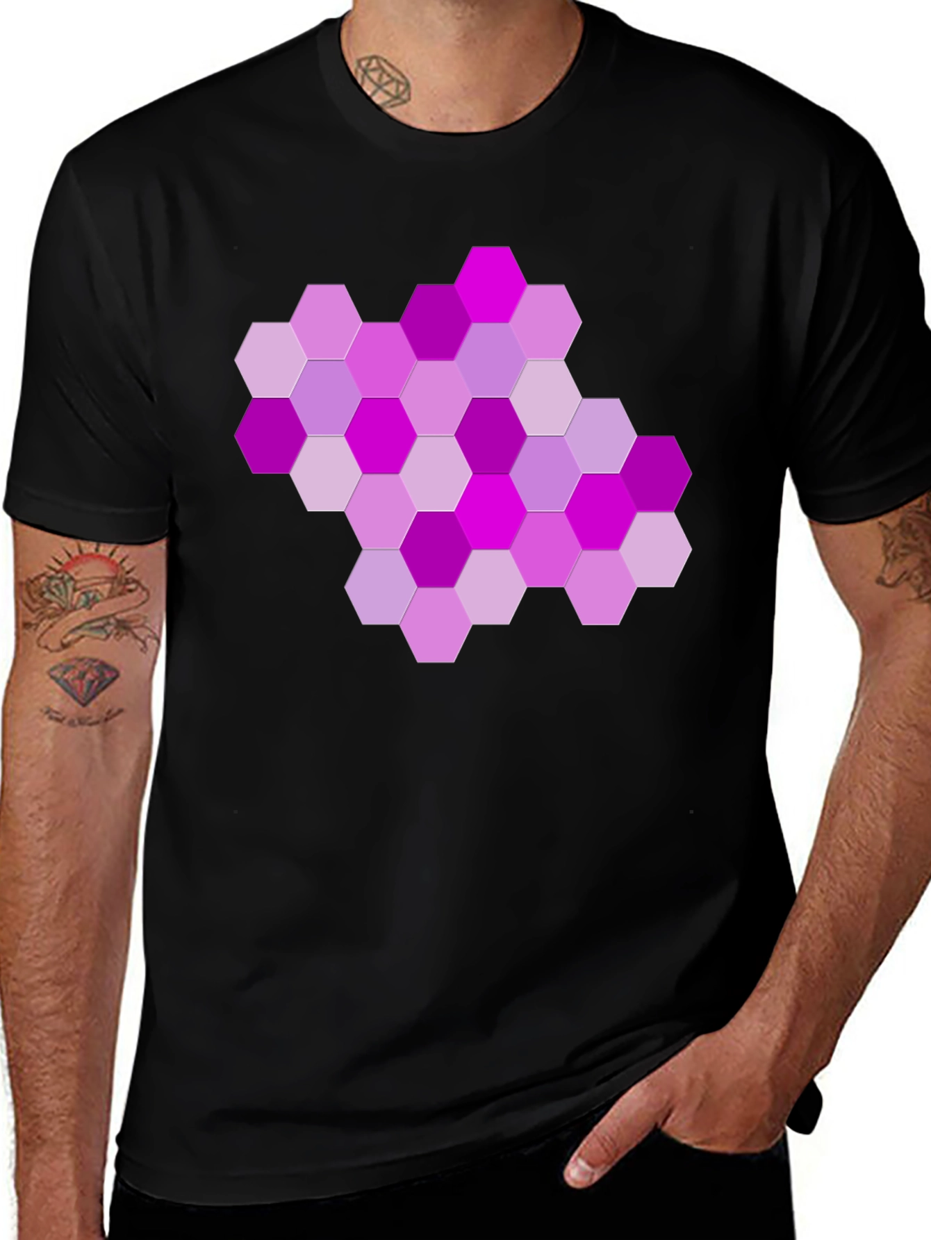 Geometric Hexagon Graphic Print T-Shirt