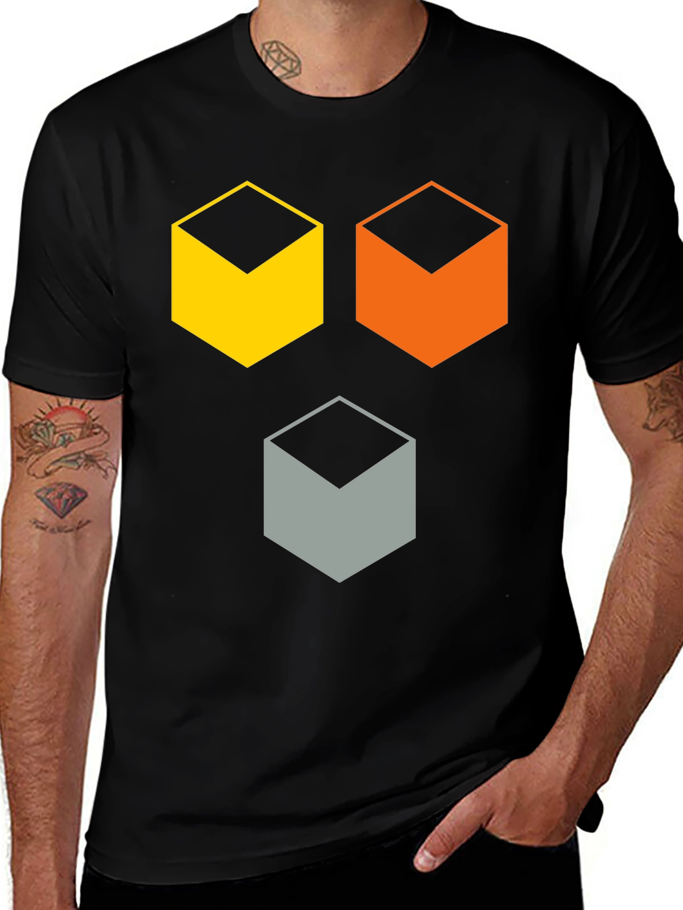 Variant 7 of Geometric Cube T-Shirt - Modern Abstract Design