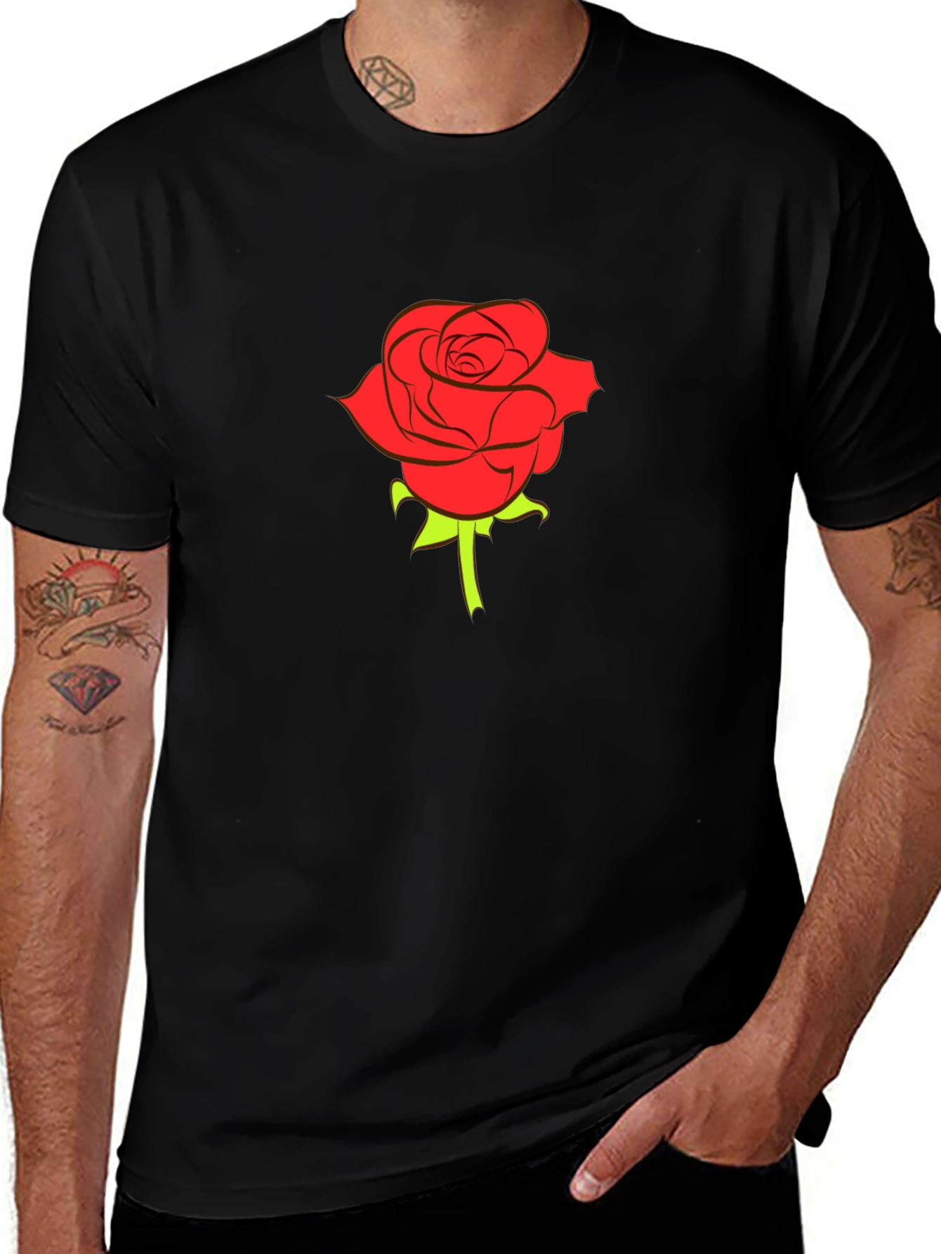 Black Black Rose Graphic Tee - Stylish Menswear main image