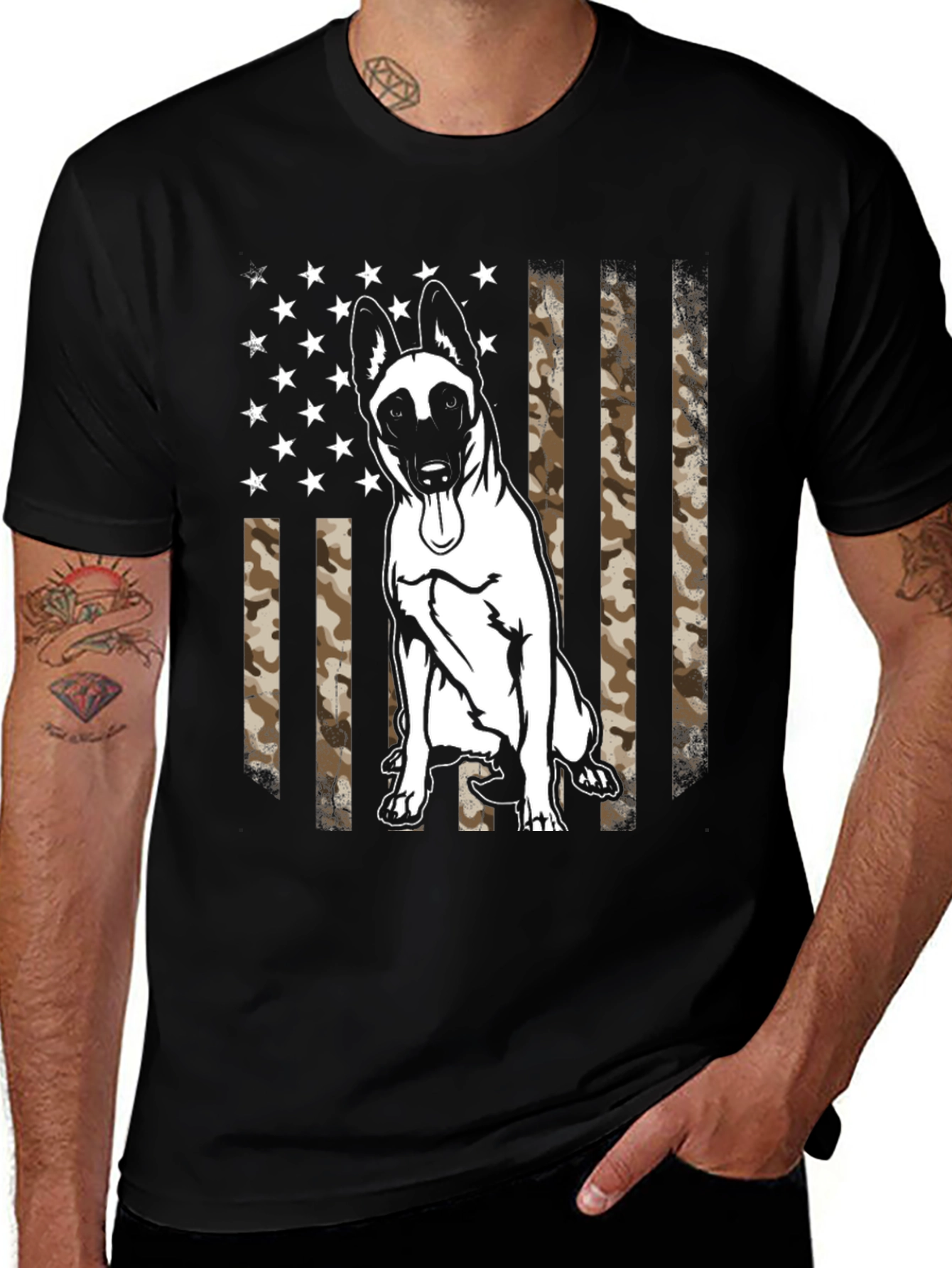 Malinois Dog US Flag Camo Men's T-Shirt