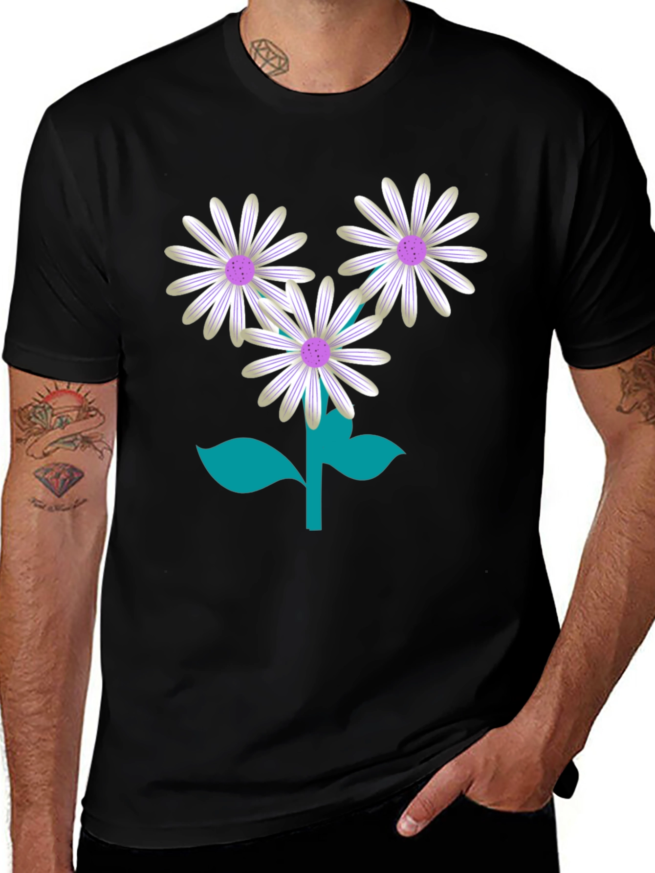 Variant 25 of Floral Graphic Tee - Daisy Flower Print T-Shirt