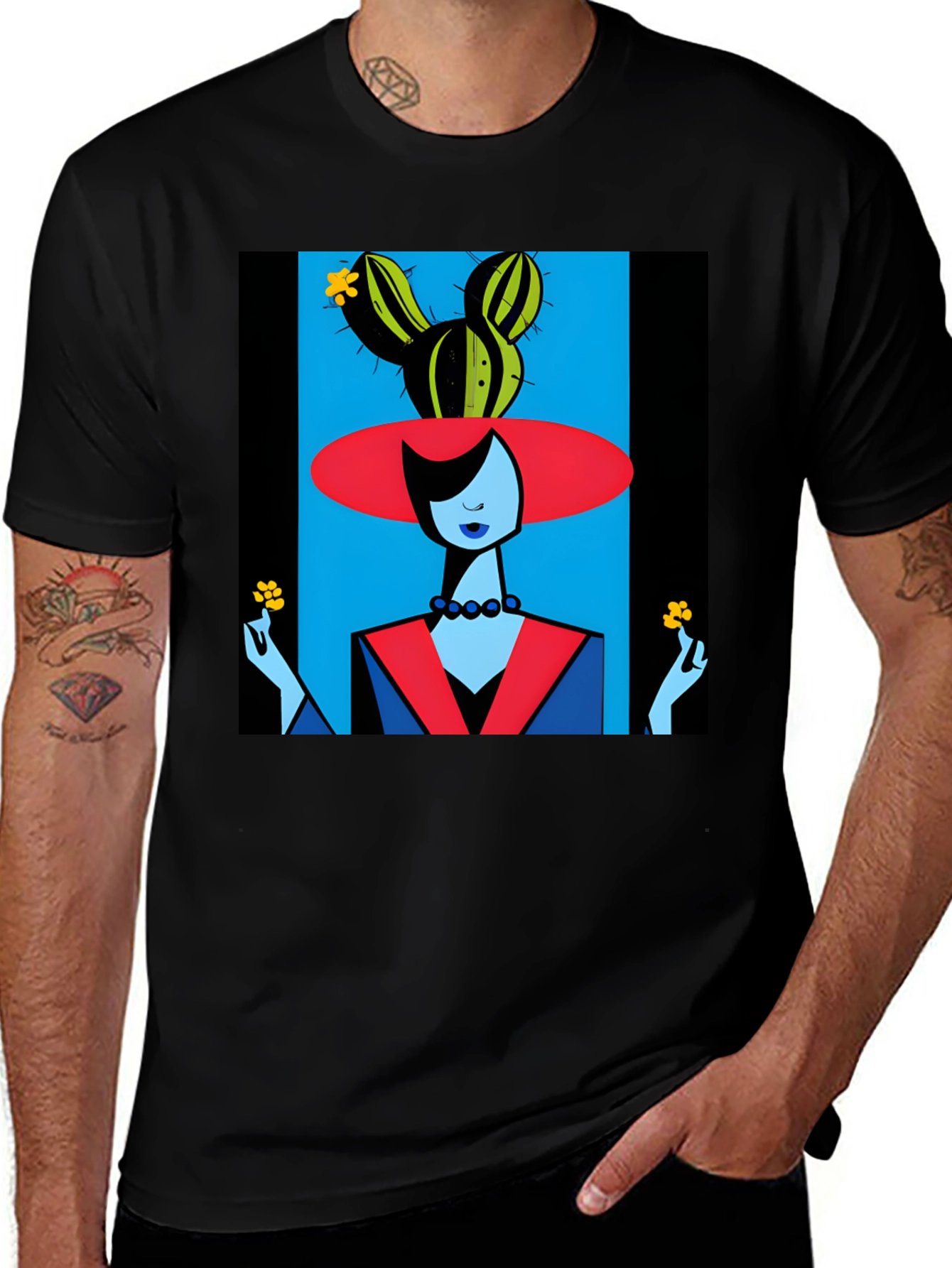 Variant 3 of Abstract Cactus Woman Graphic Tee