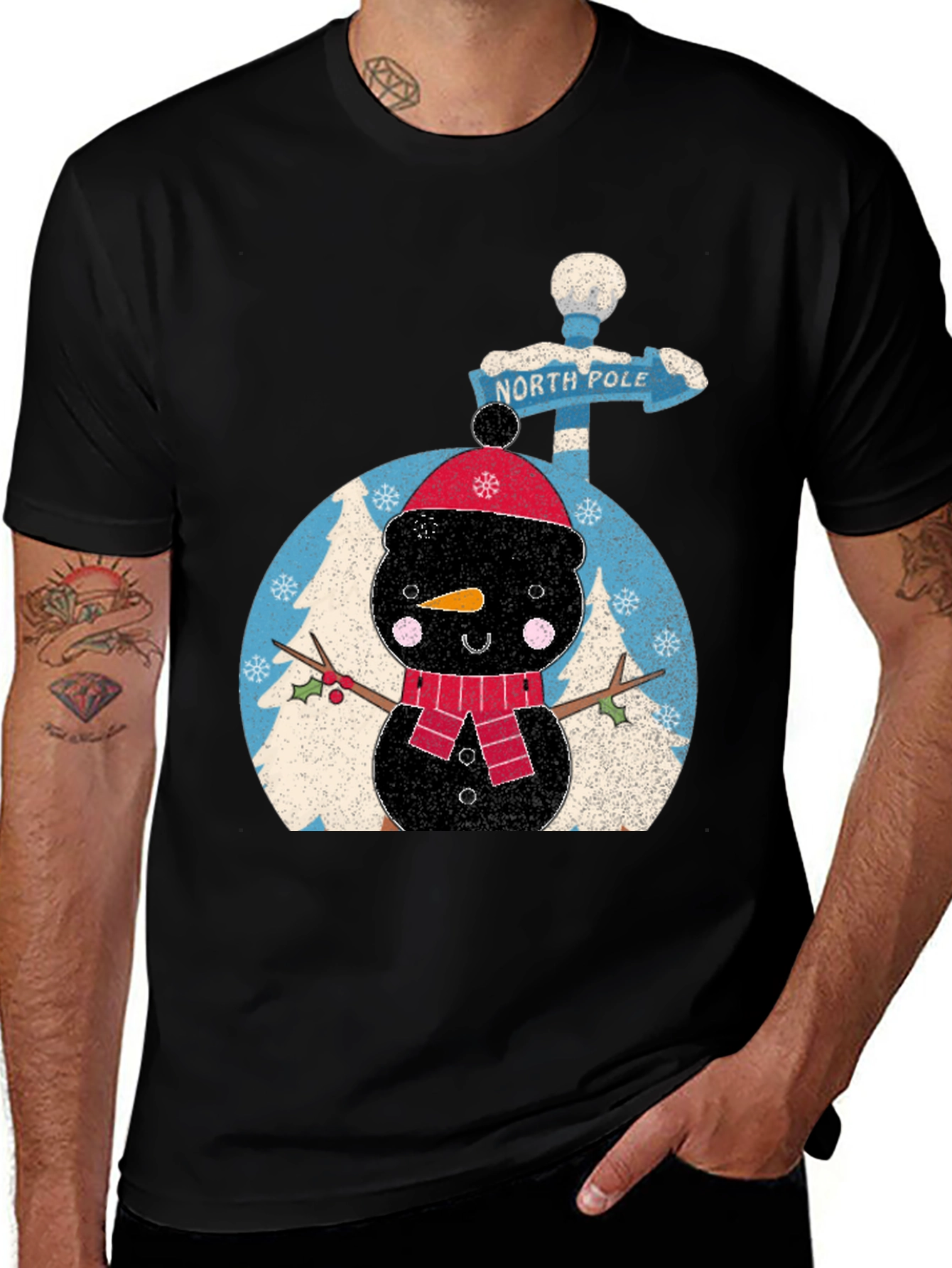 Festive Snowman Graphic Tee - North Pole Adventure