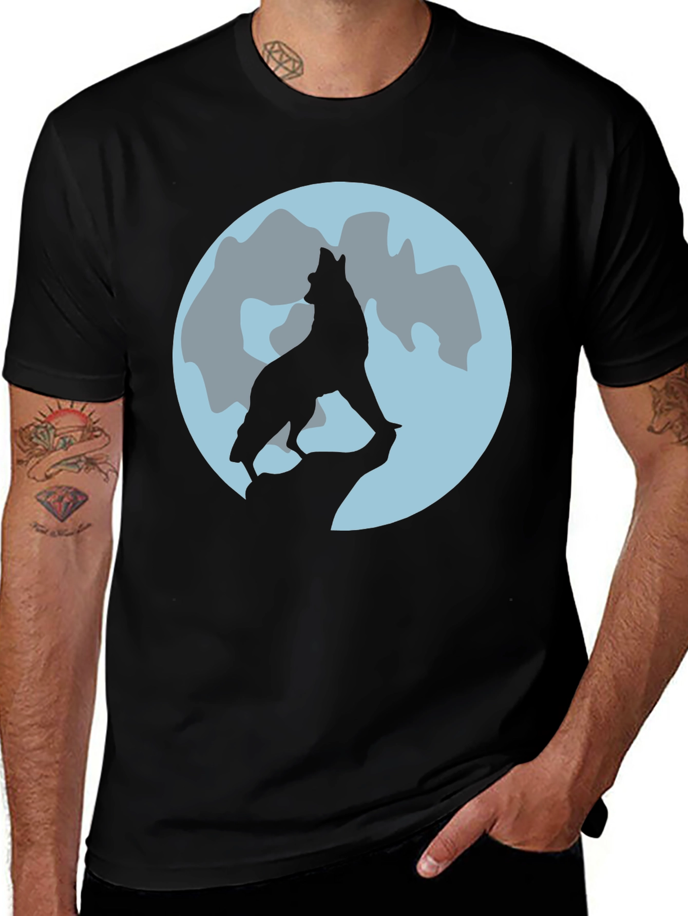 Variant 8 of Wolf Moon Graphic Tee - Black Cotton T-Shirt