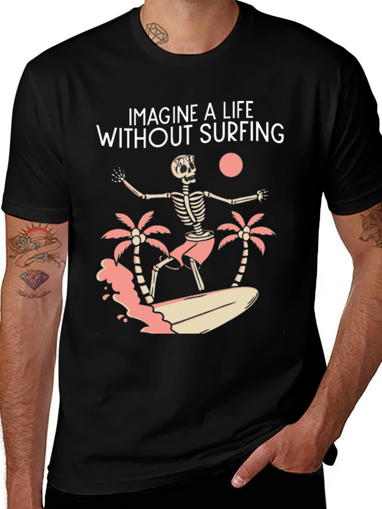 Variant 10 of Surfing Skeleton T-Shirt - Imagine Life Without Surfing
