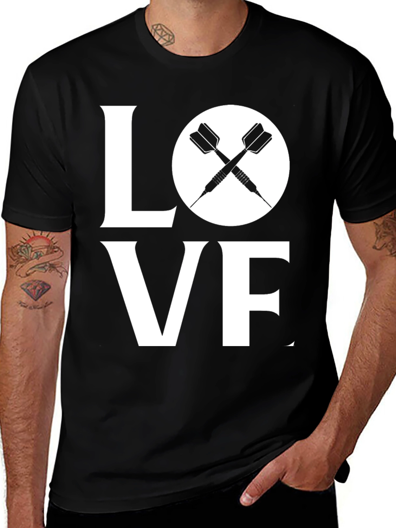 Variant 29 of Love Darts Graphic Tee - Unisex Black T-Shirt