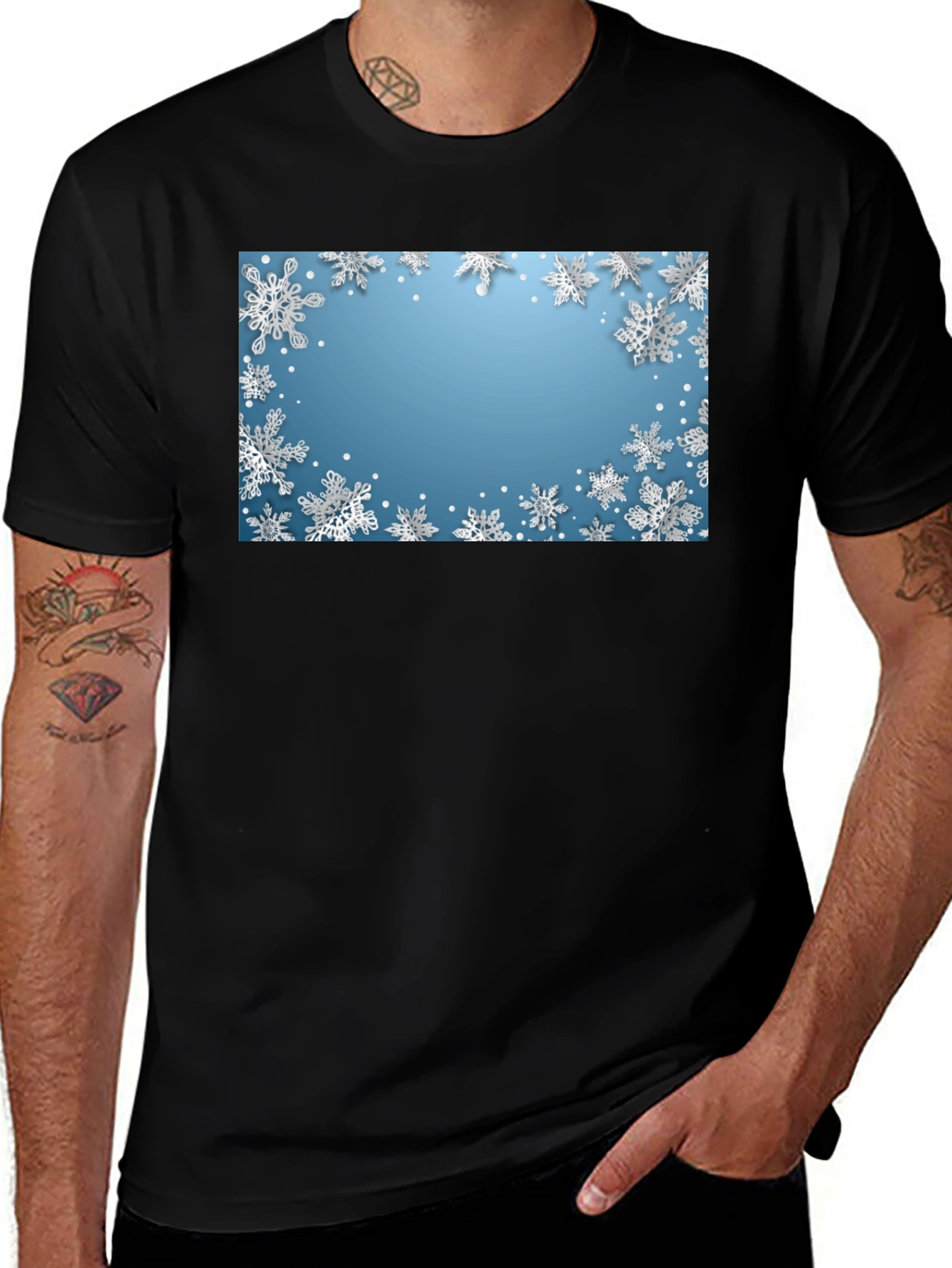 Variant 24 of Snowflake Graphic Tee - Winter Holiday Shirt