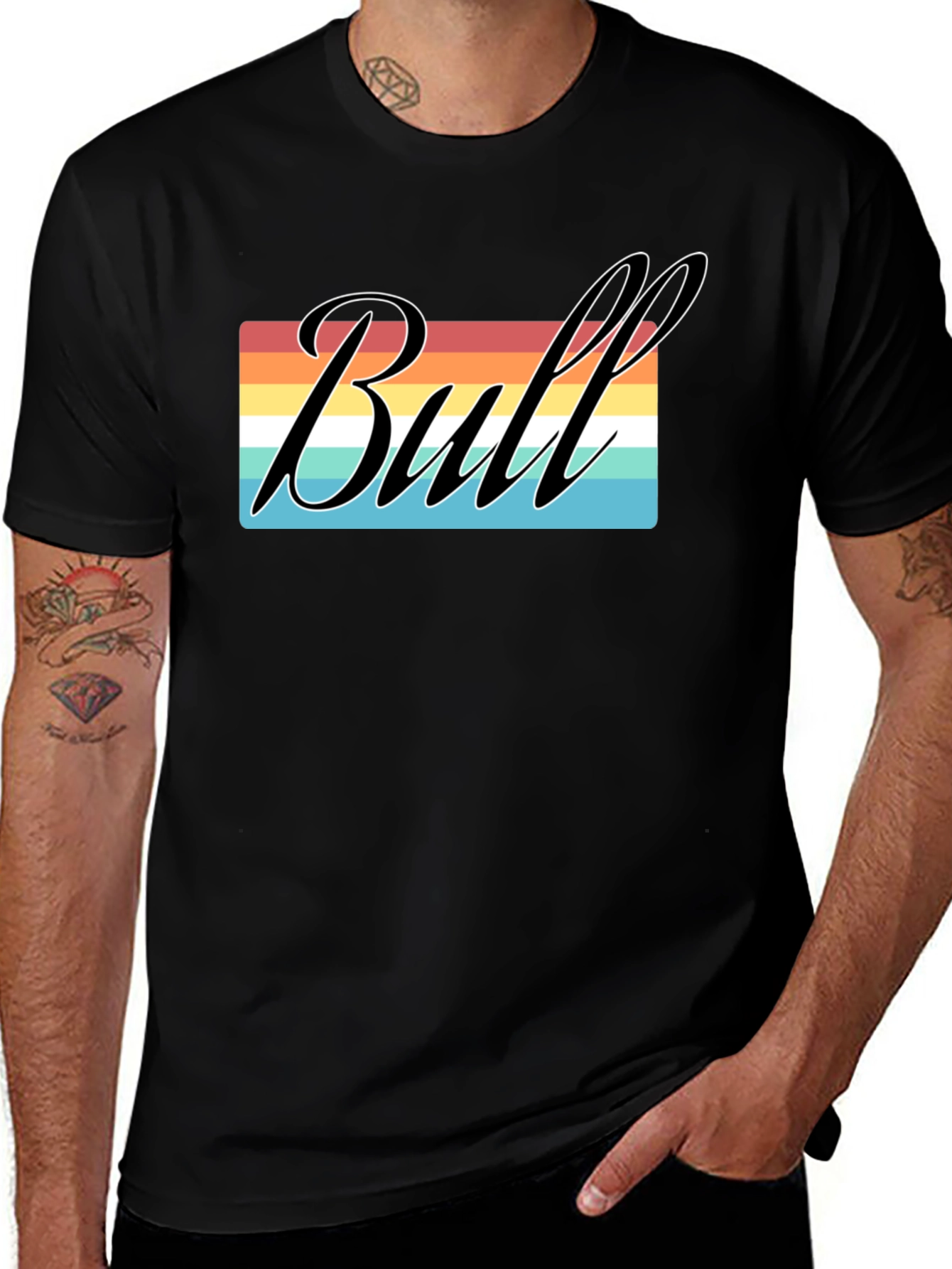 Variant 26 of Retro "Bull" Graphic Tee - Men's Black T-Shirt