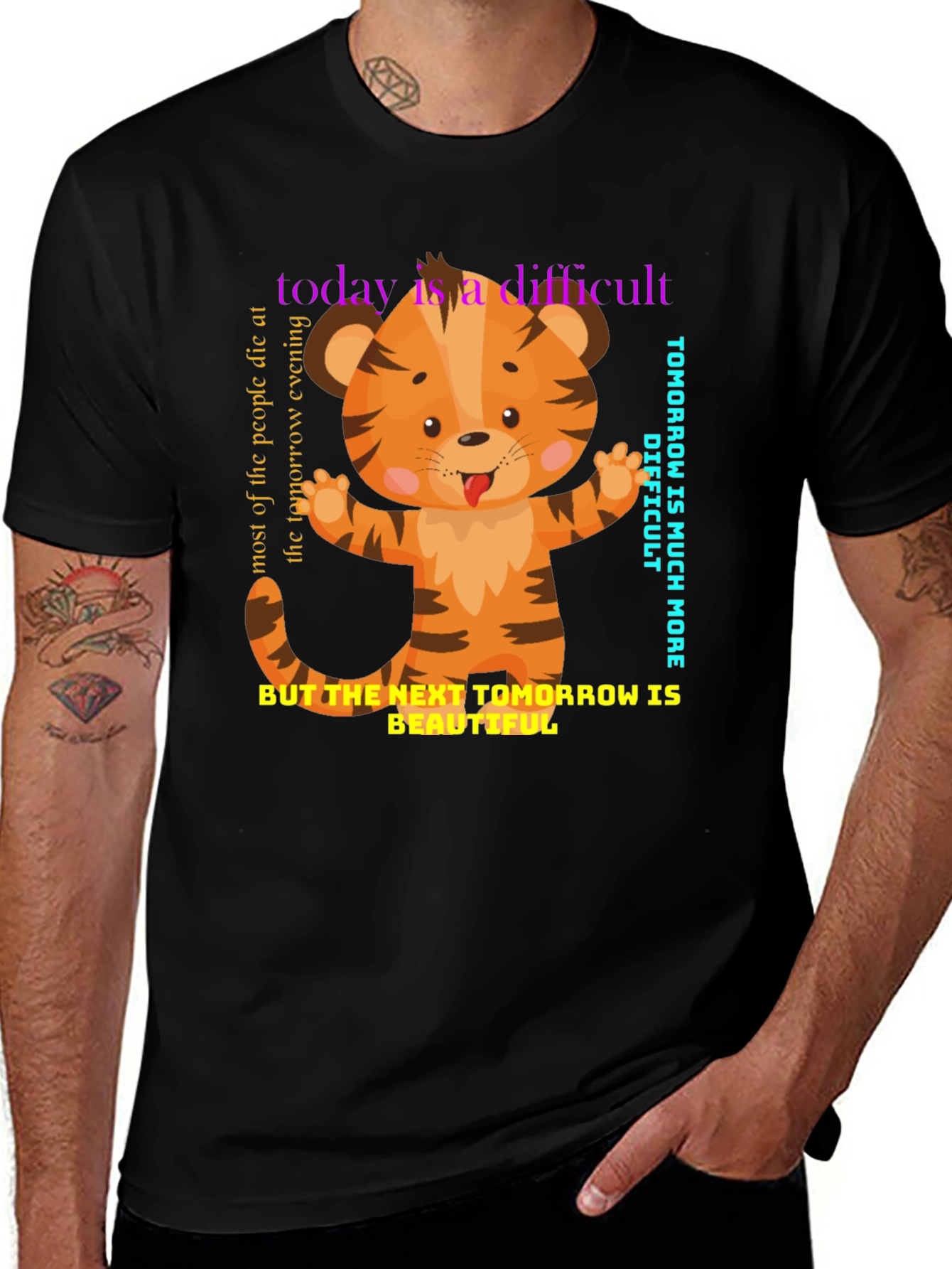 Variant 25 of Cute Tiger Graphic Tee - Motivational Design