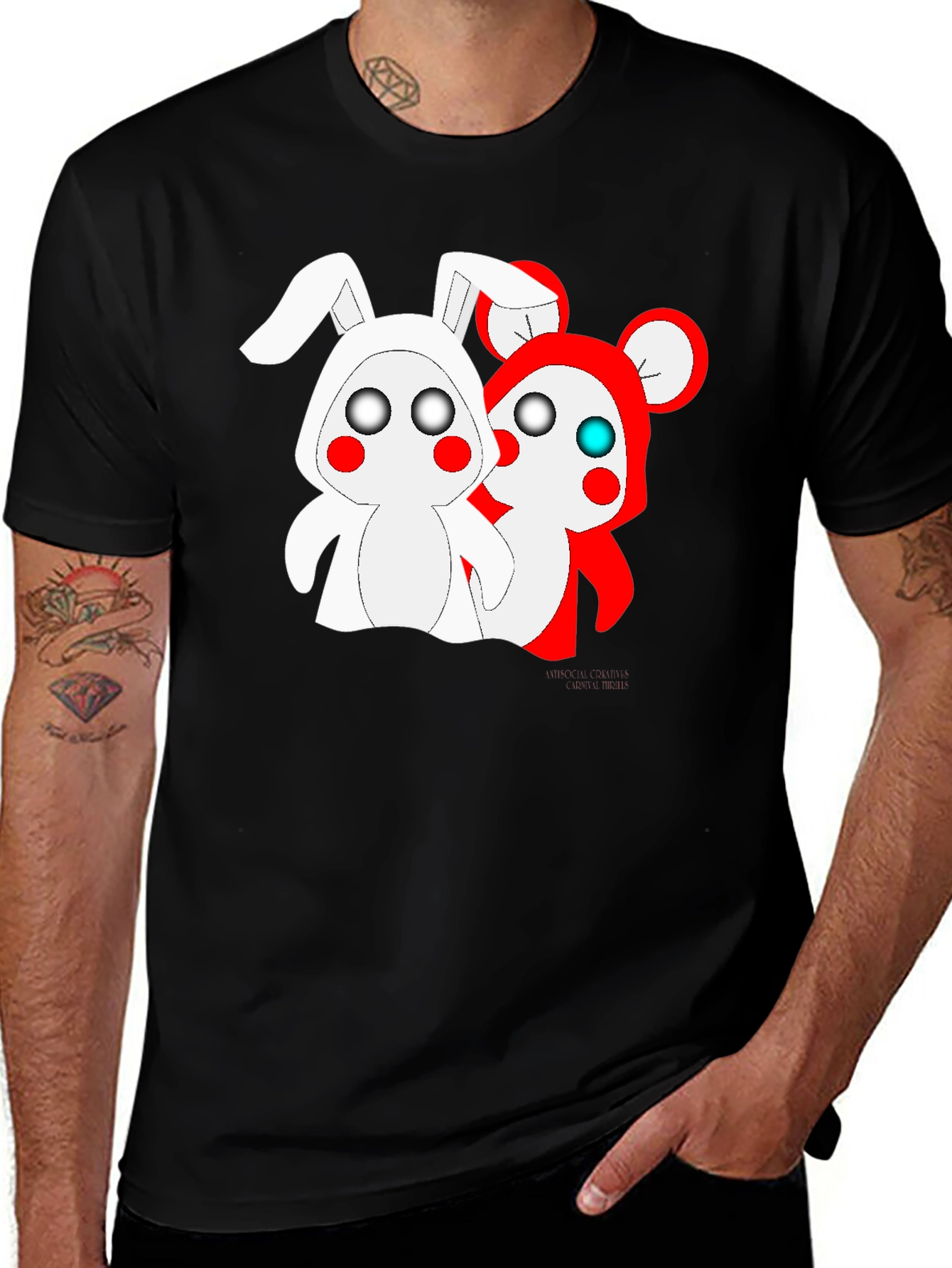 Variant 25 of Cartoon Duo Graphic T-Shirt - Unisex Cotton Blend Tee