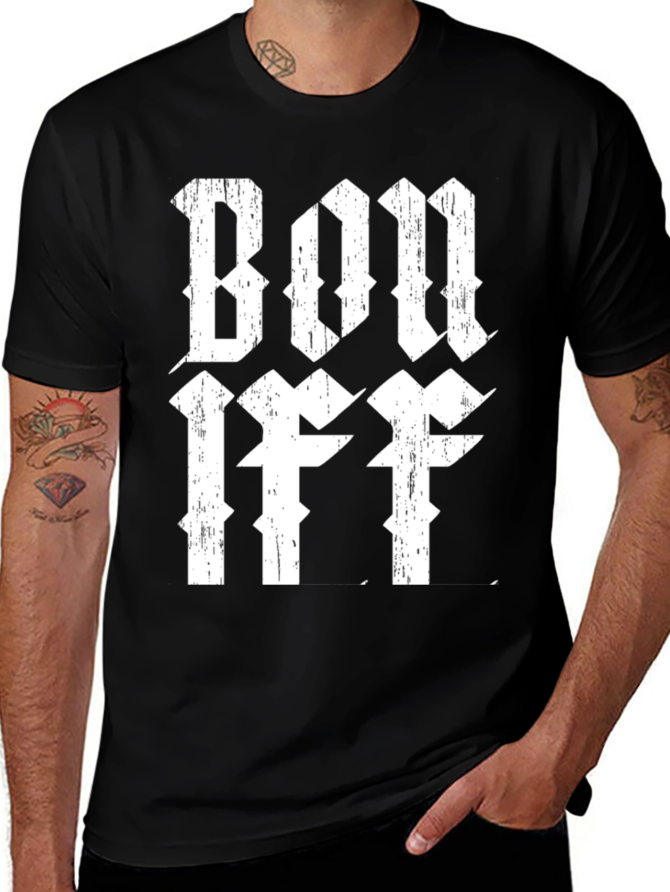 Variant 4 of Bon Iff Distressed Graphic Black T-Shirt
