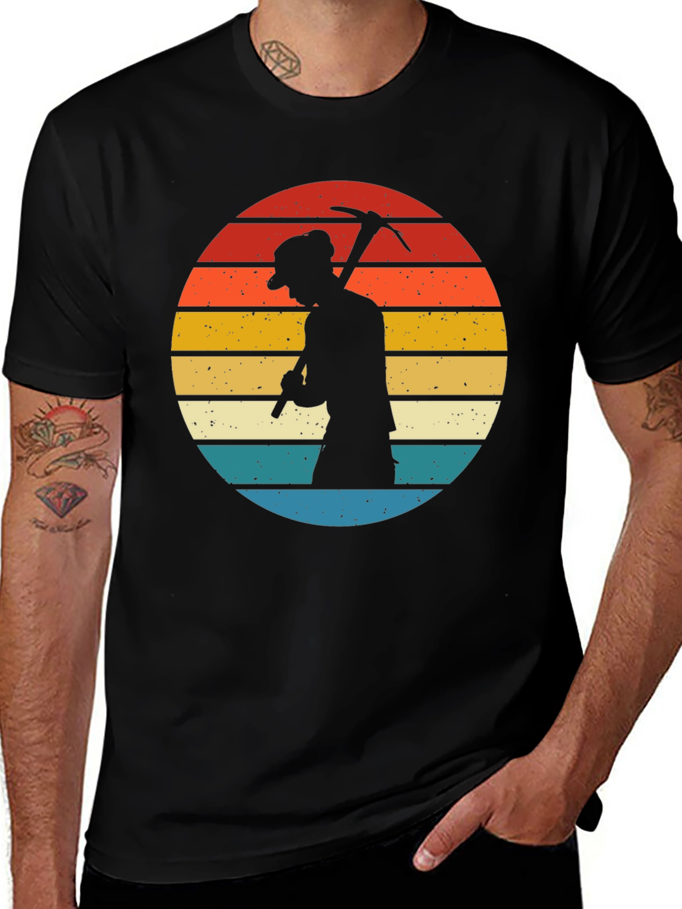 Variant 26 of Vintage Miner Silhouette T-Shirt - Retro Style