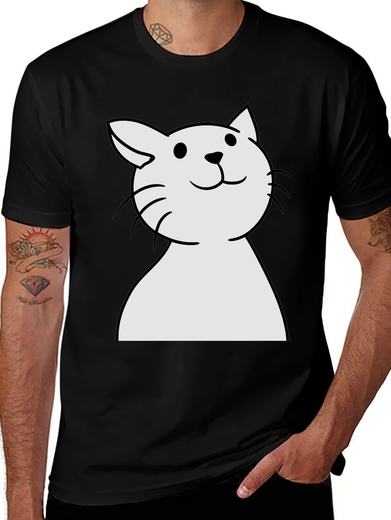 Variant 8 of Cute Cat Graphic Black T-Shirt