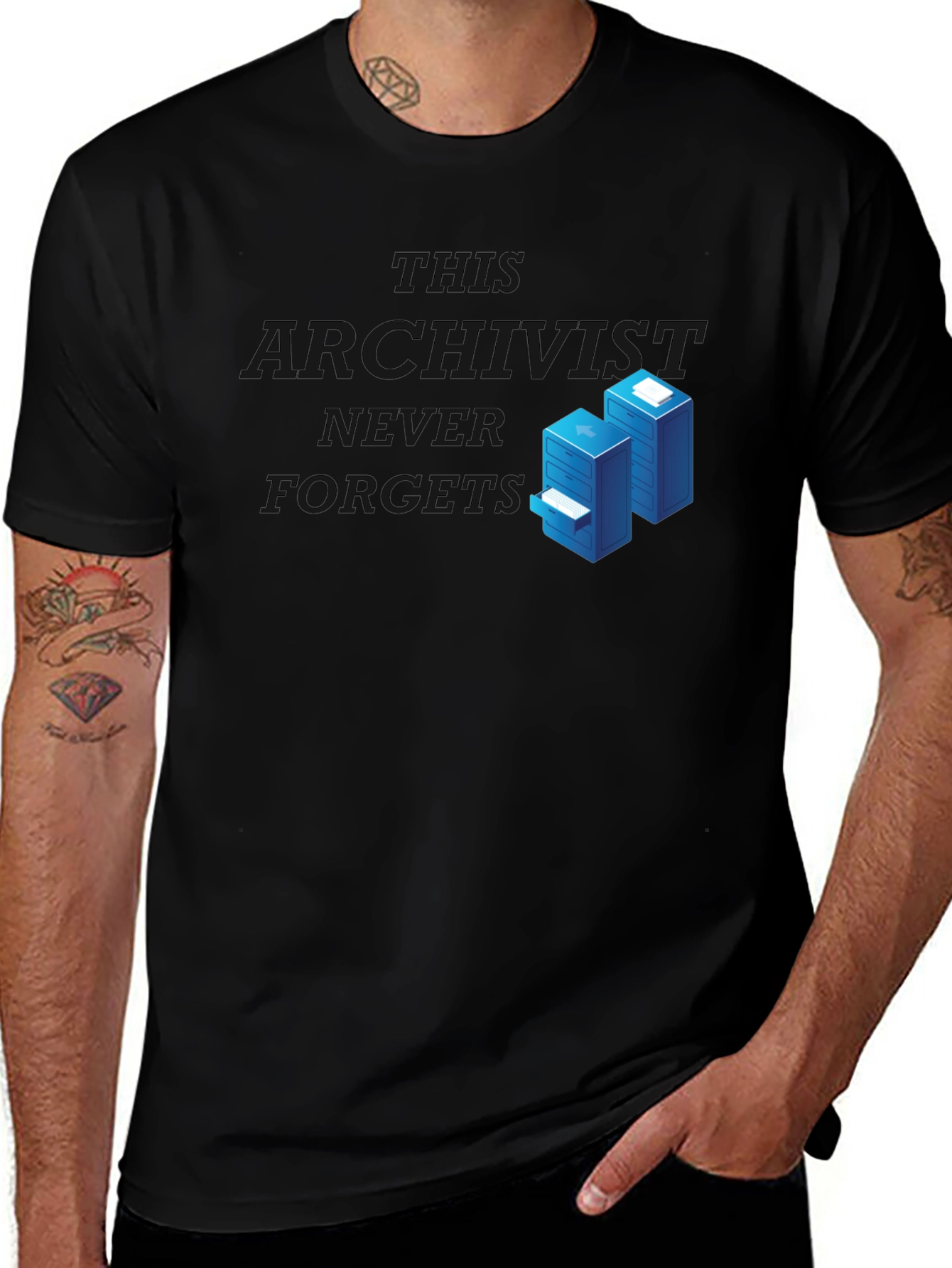 Variant 4 of Archivist Never Forgets T-Shirt - Data Storage Humor