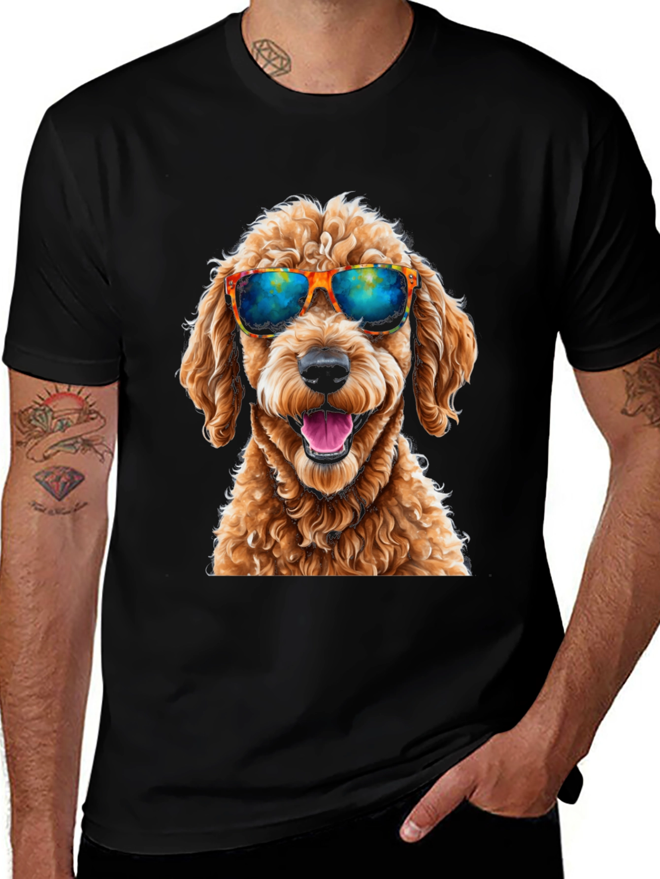 Variant 24 of Cool Dog T-Shirt - Sunglasses Goldendoodle Graphic Tee