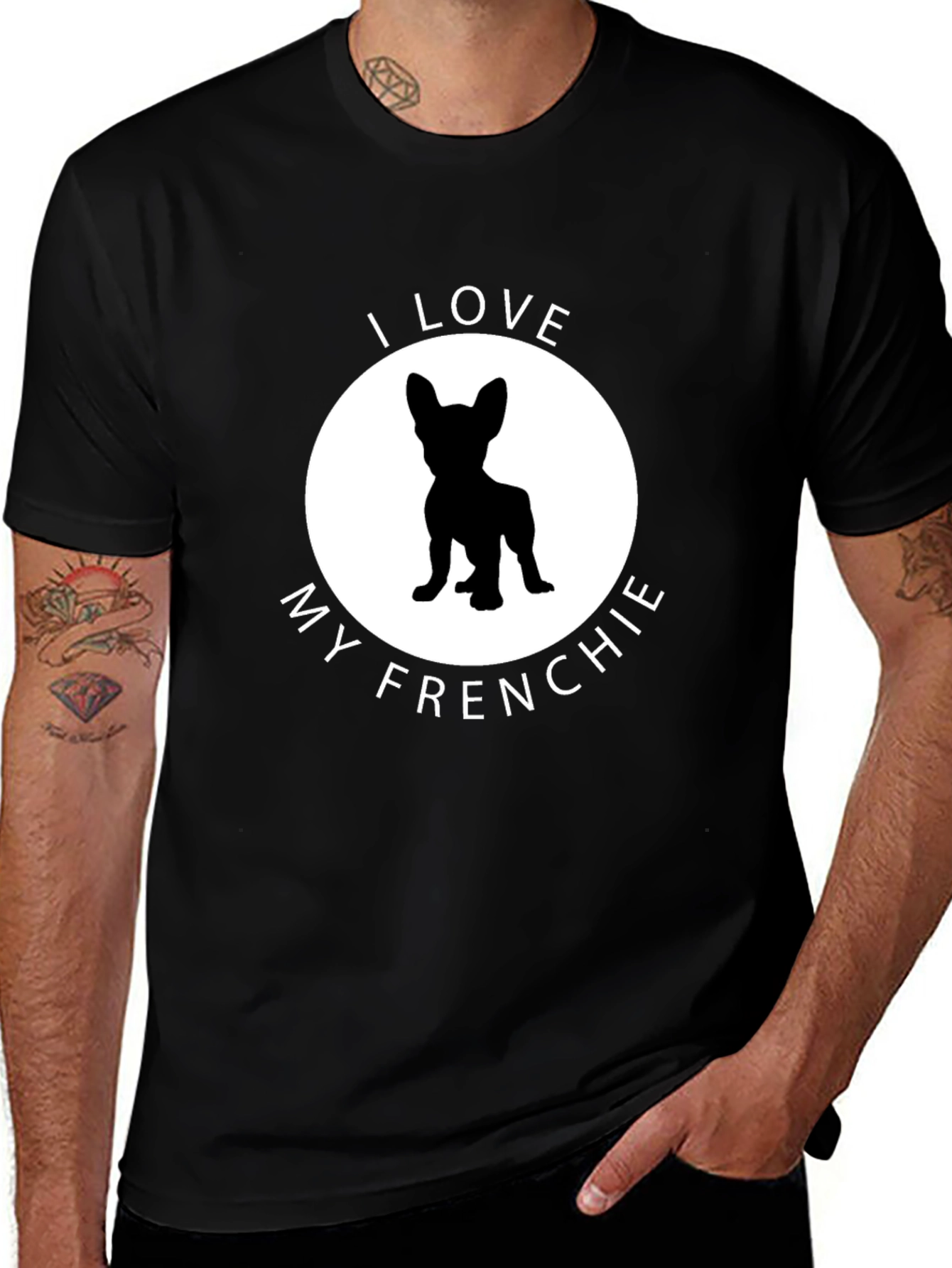 Variant 14 of I Love My Frenchie Graphic Tee - Black