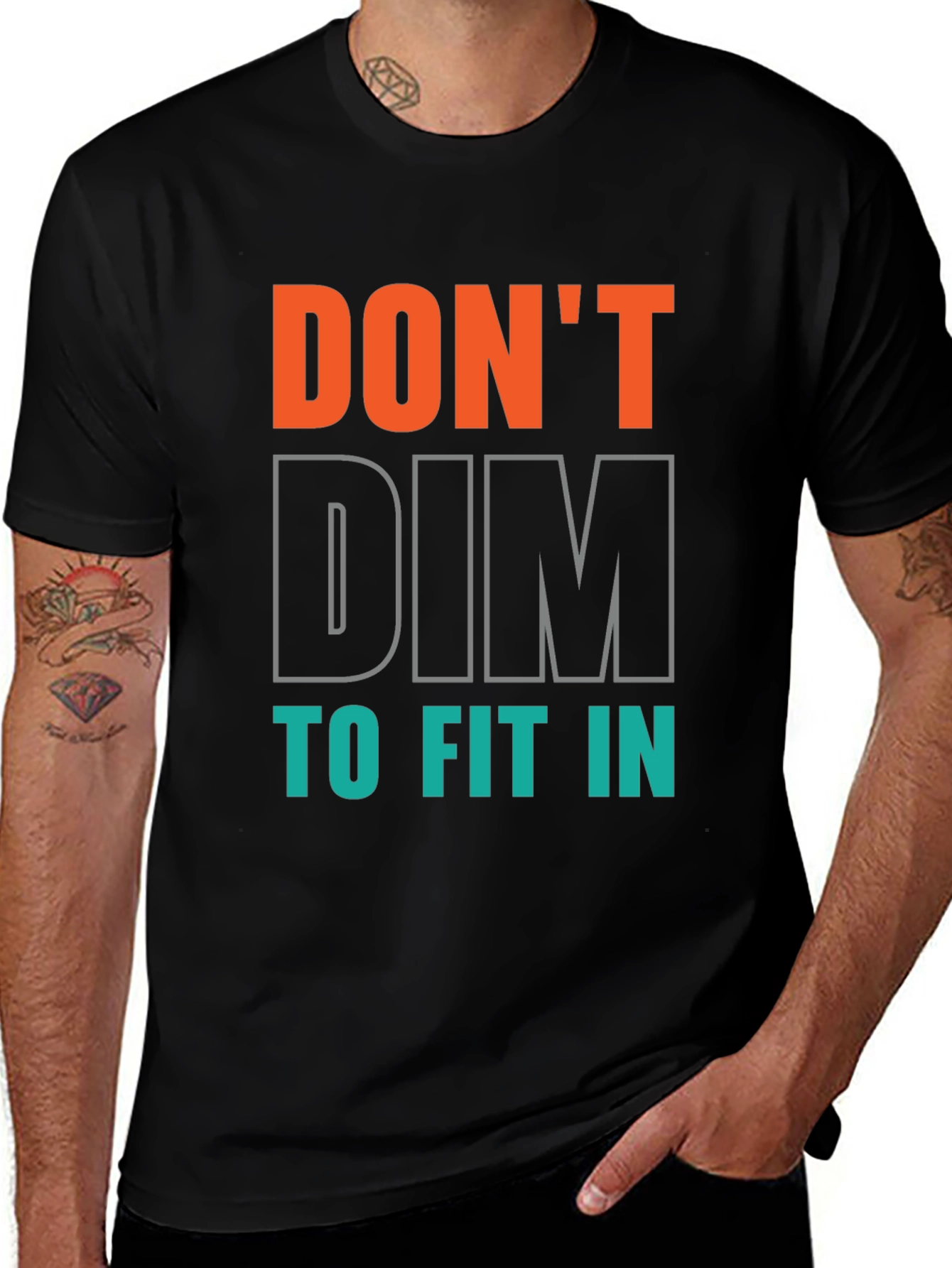 Variant 22 of Don't Dim to Fit In Graphic Tee - Black