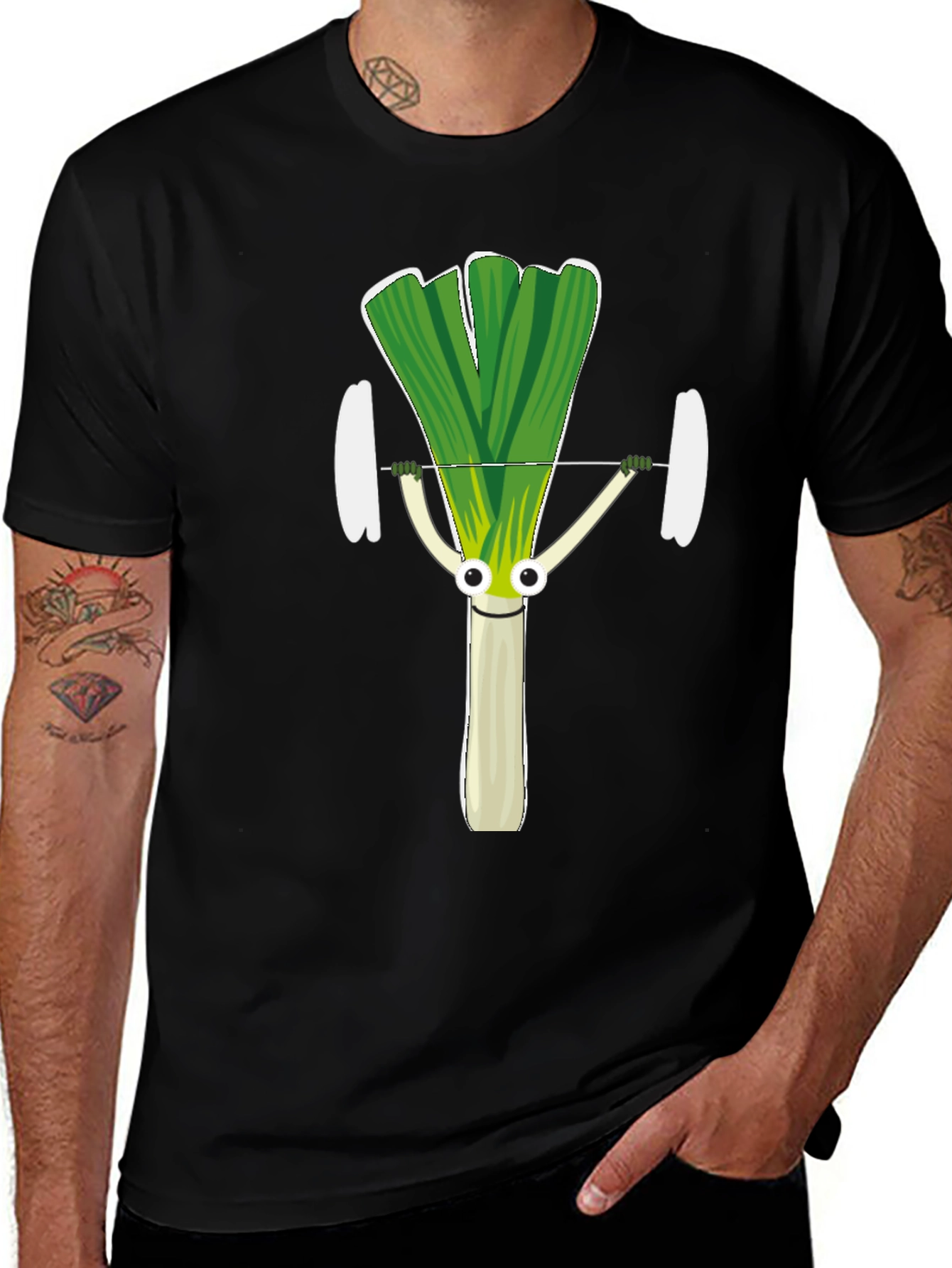 Weightlifting Leek Graphic Tee - Funny Workout Shirt