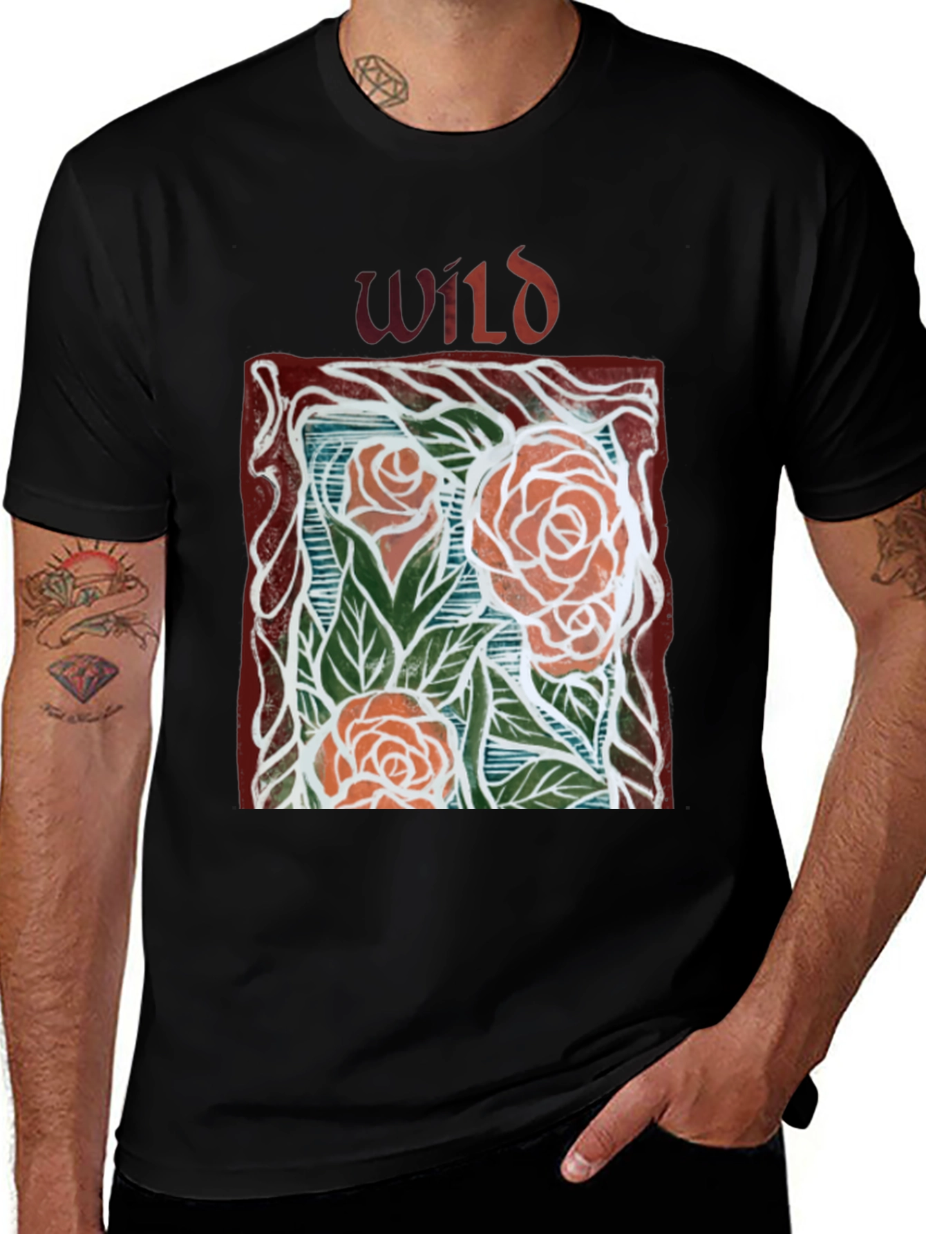 Variant 21 of Wild Roses Graphic Tee - Unisex Black T-Shirt