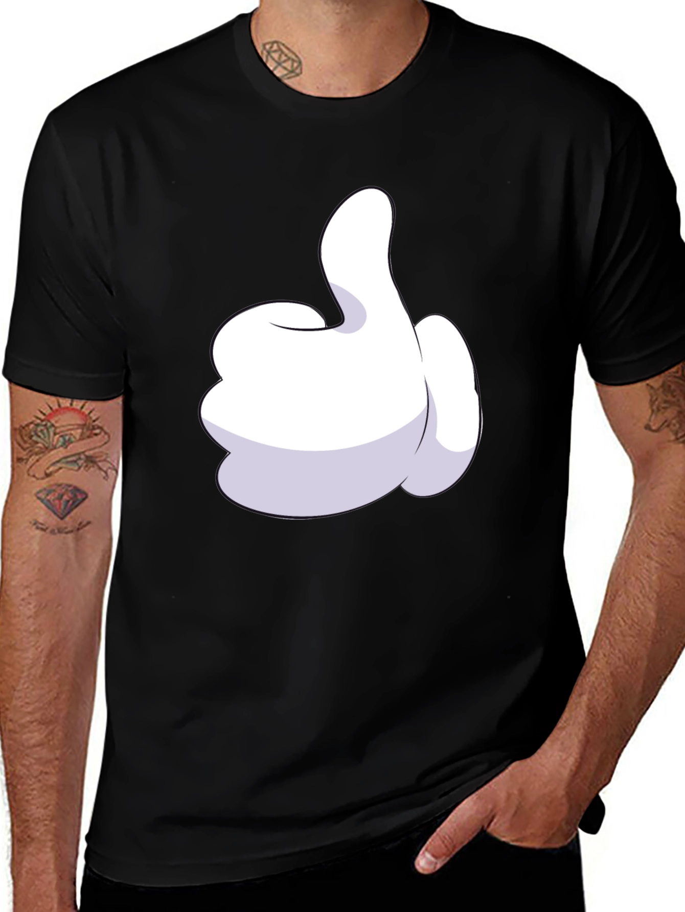 Variant 9 of Cartoon Glove Thumbs Up Black T-Shirt