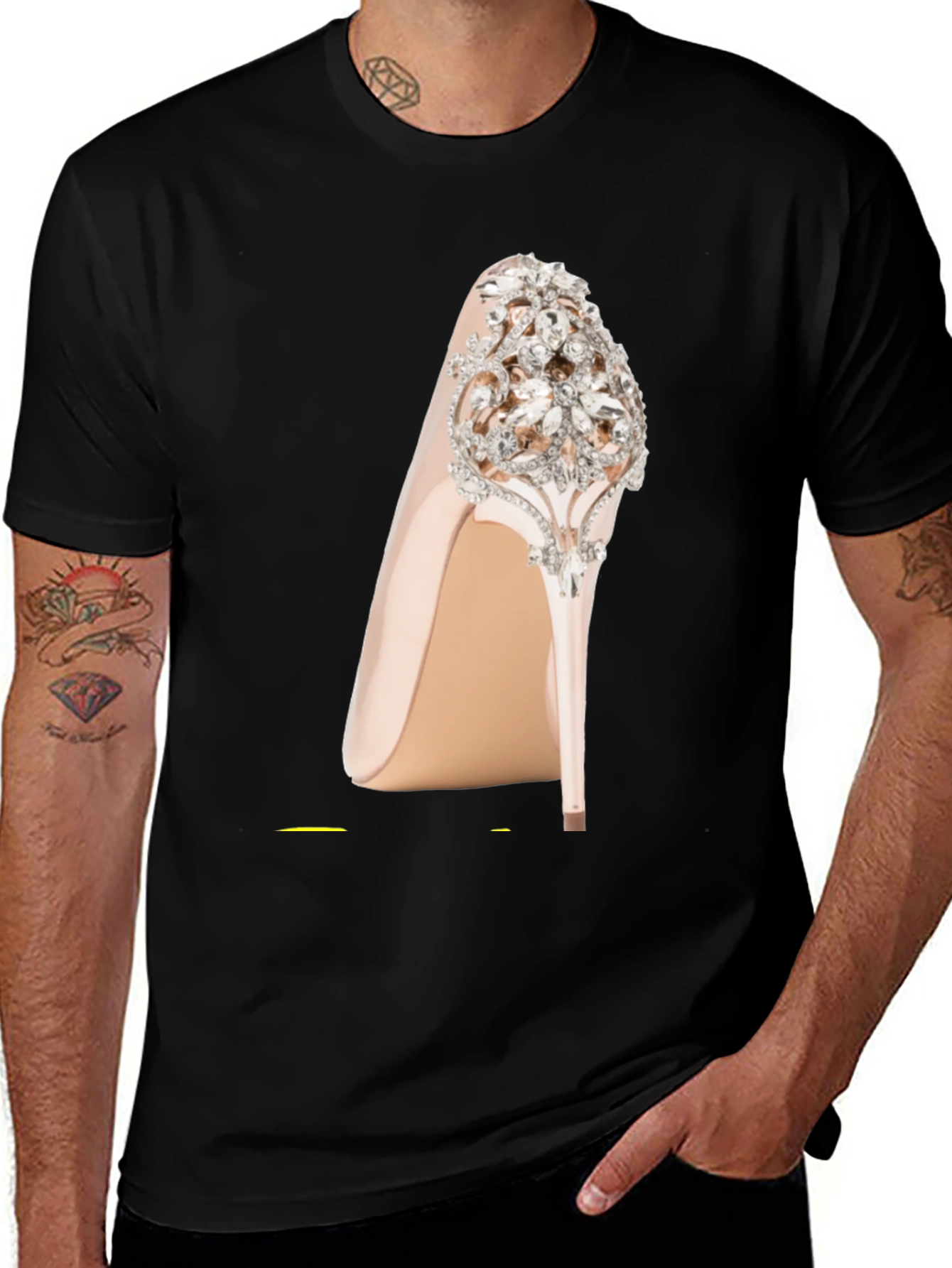 Black Rhinestone High Heel Graphic Tee main image