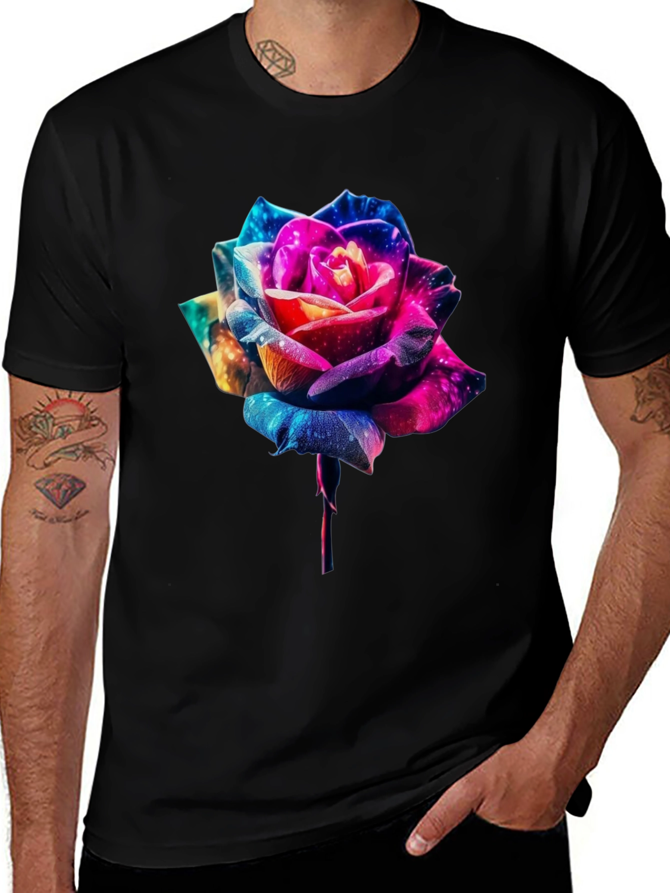 Galaxy Rose Graphic Tee - Black