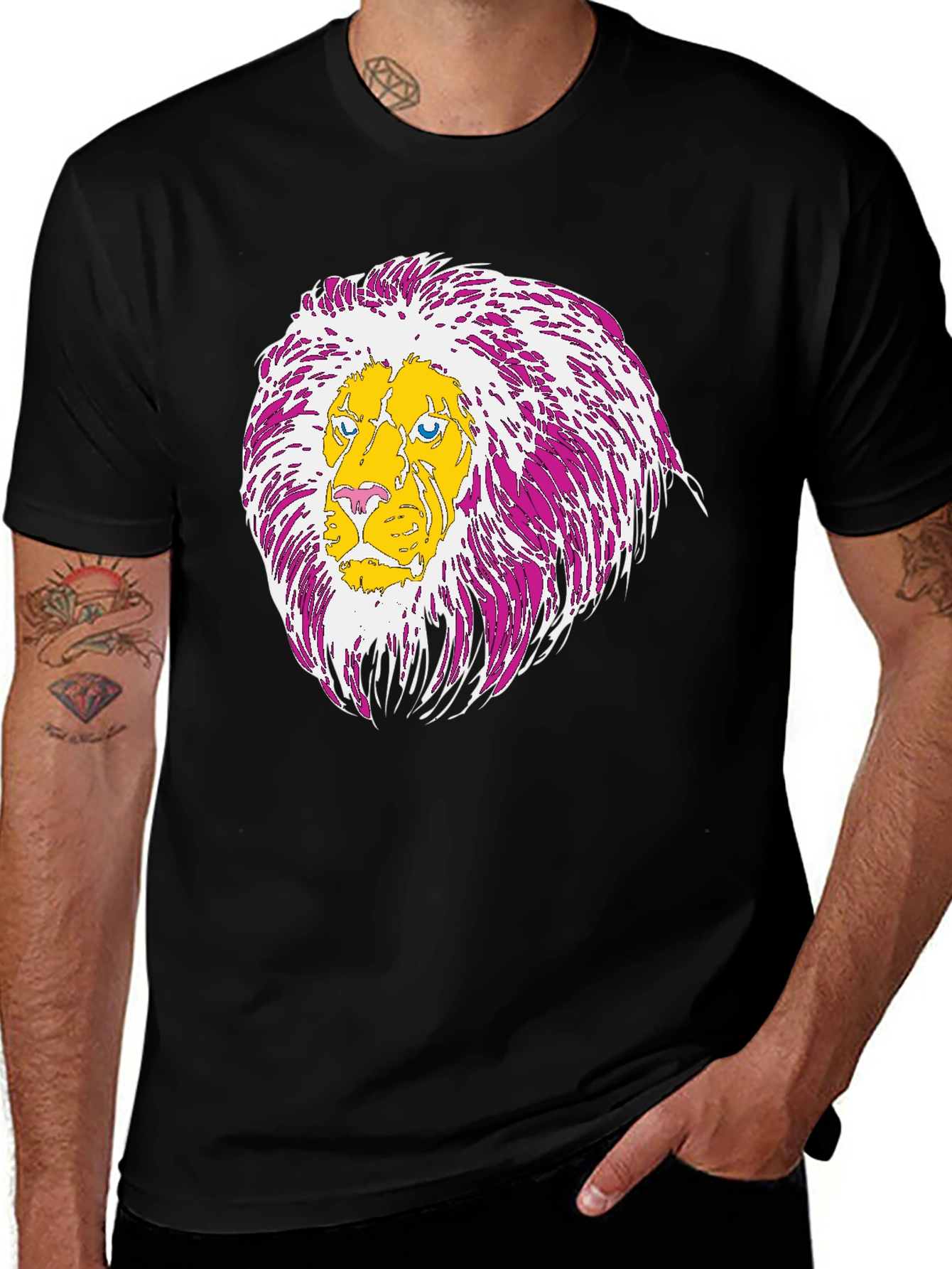 Variant 16 of Lion Graphic Print Tee - Casual Style