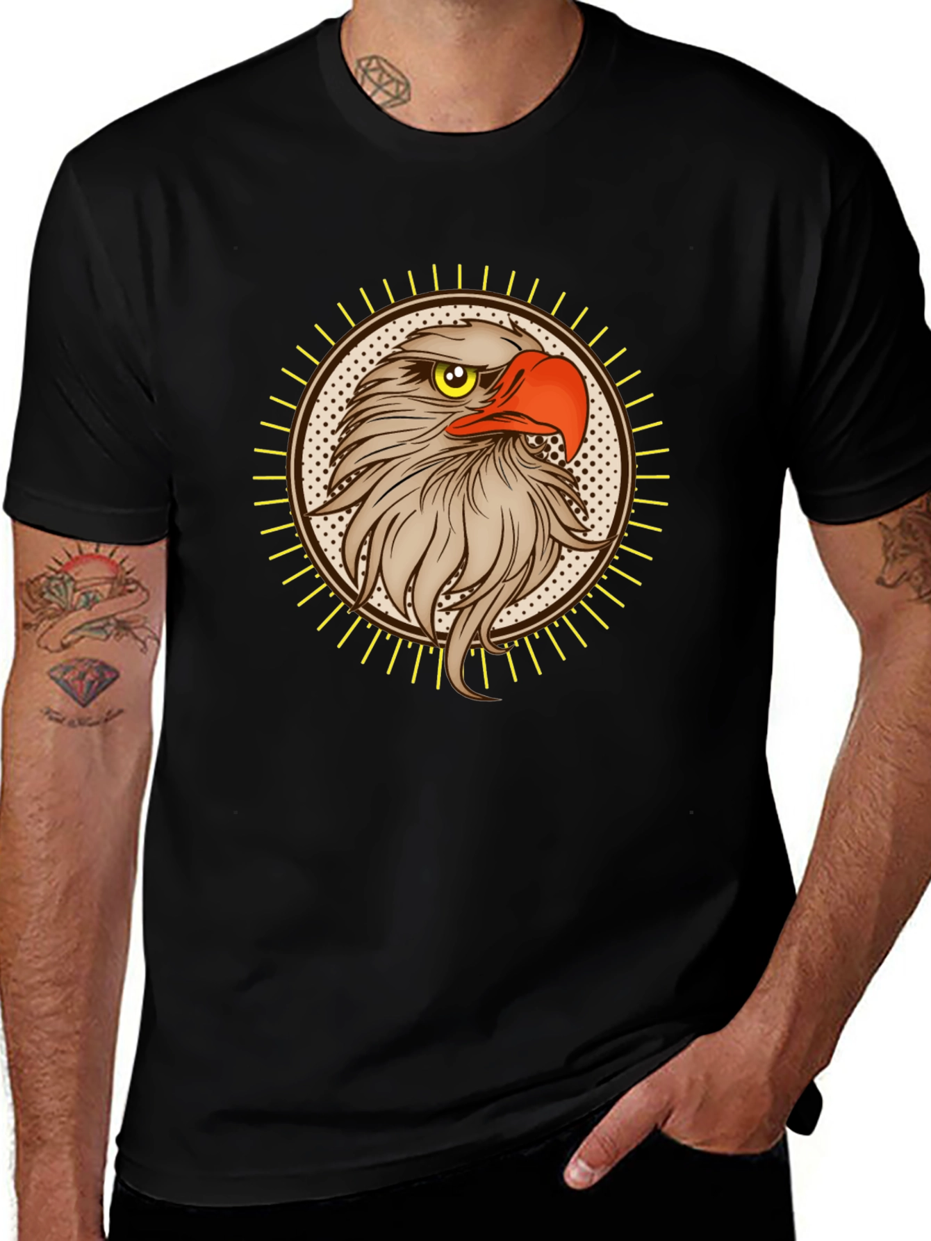 Variant 8 of Eagle Graphic Print Black T-Shirt