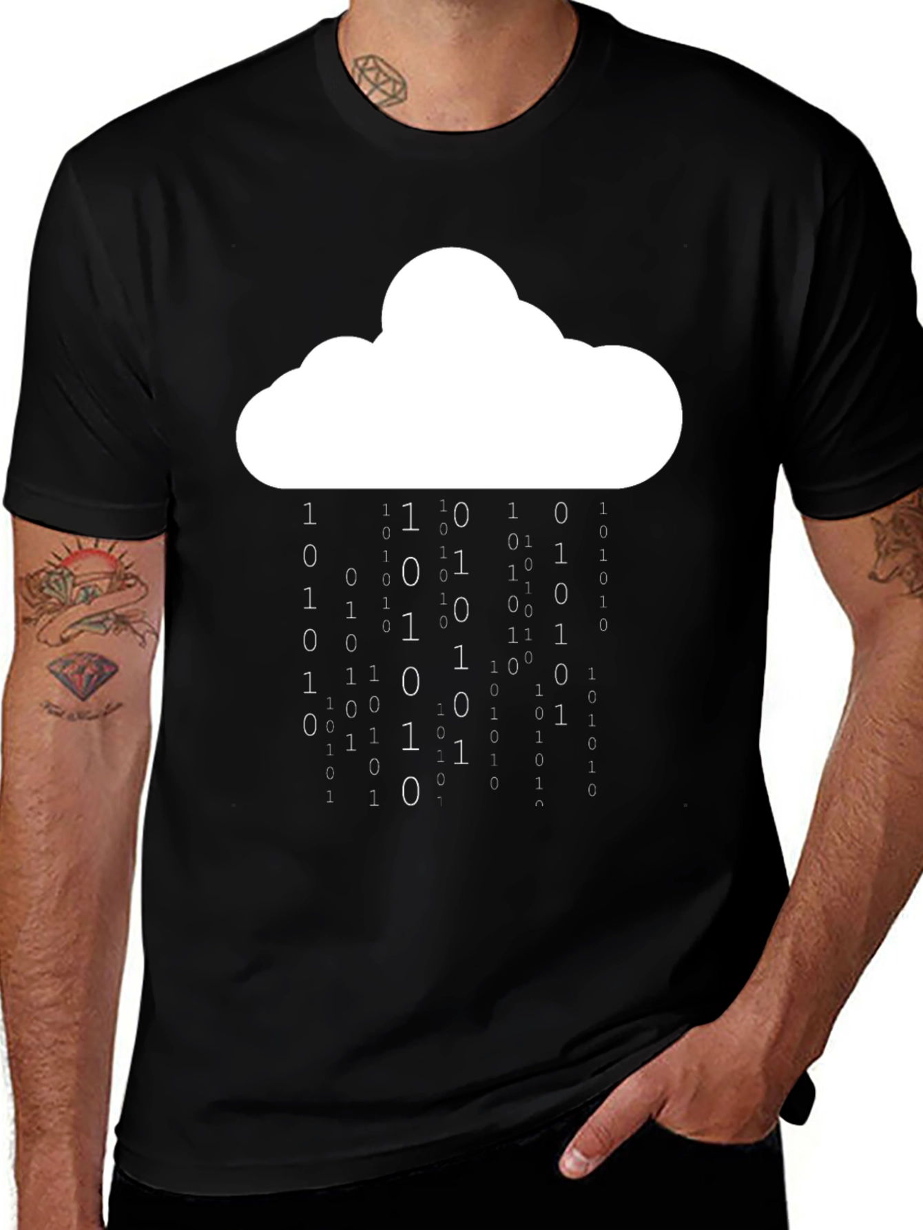 Binary Cloud T-Shirt - Data Rain Design
