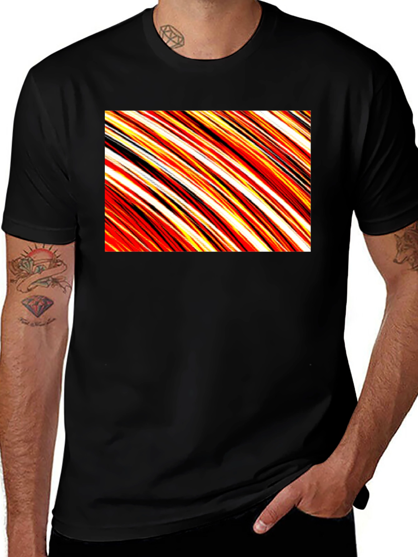 Abstract Stripe T-Shirt - Casual Graphic Tee