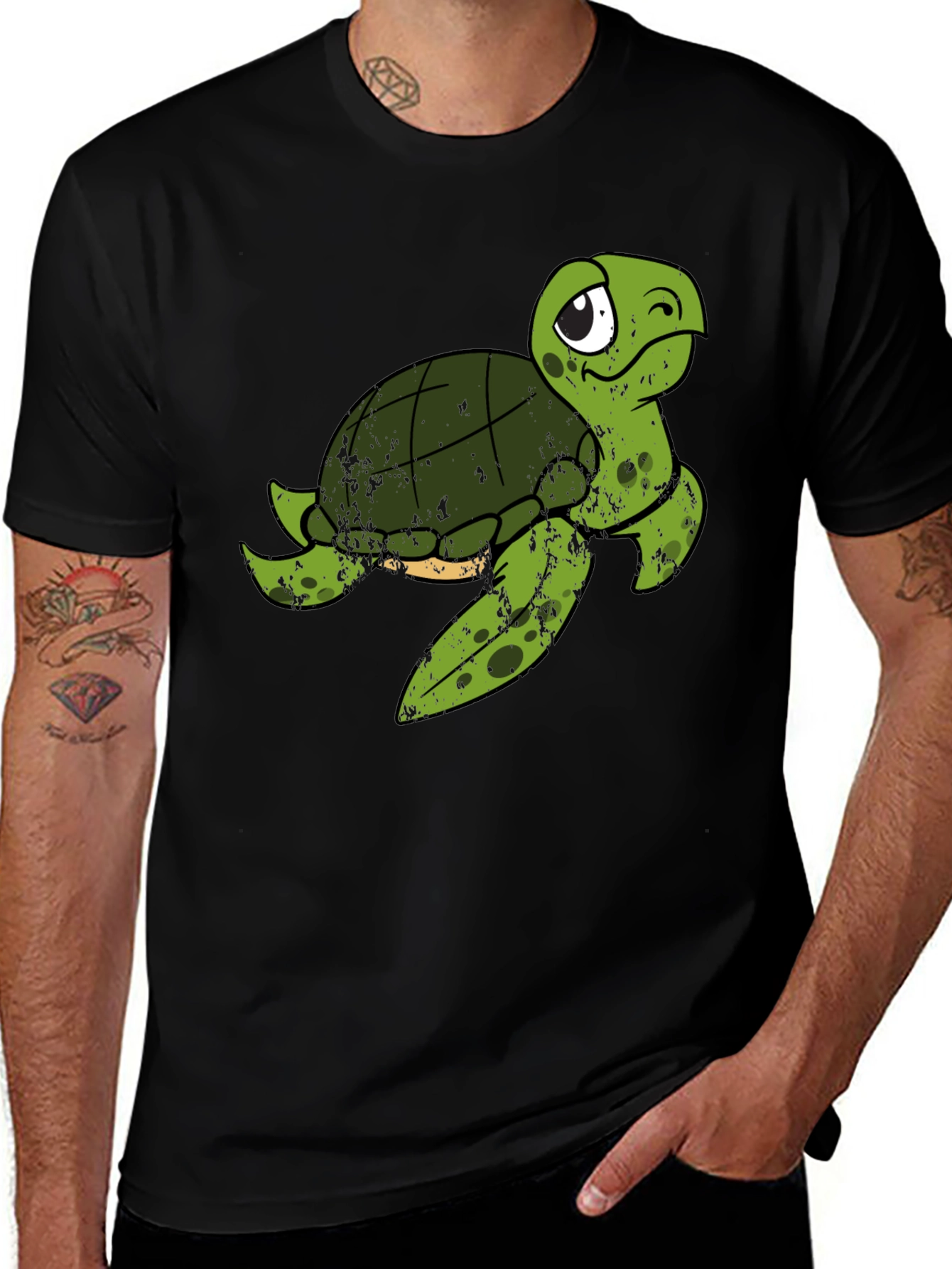 Variant 25 of Cute Turtle Graphic T-Shirt - Black