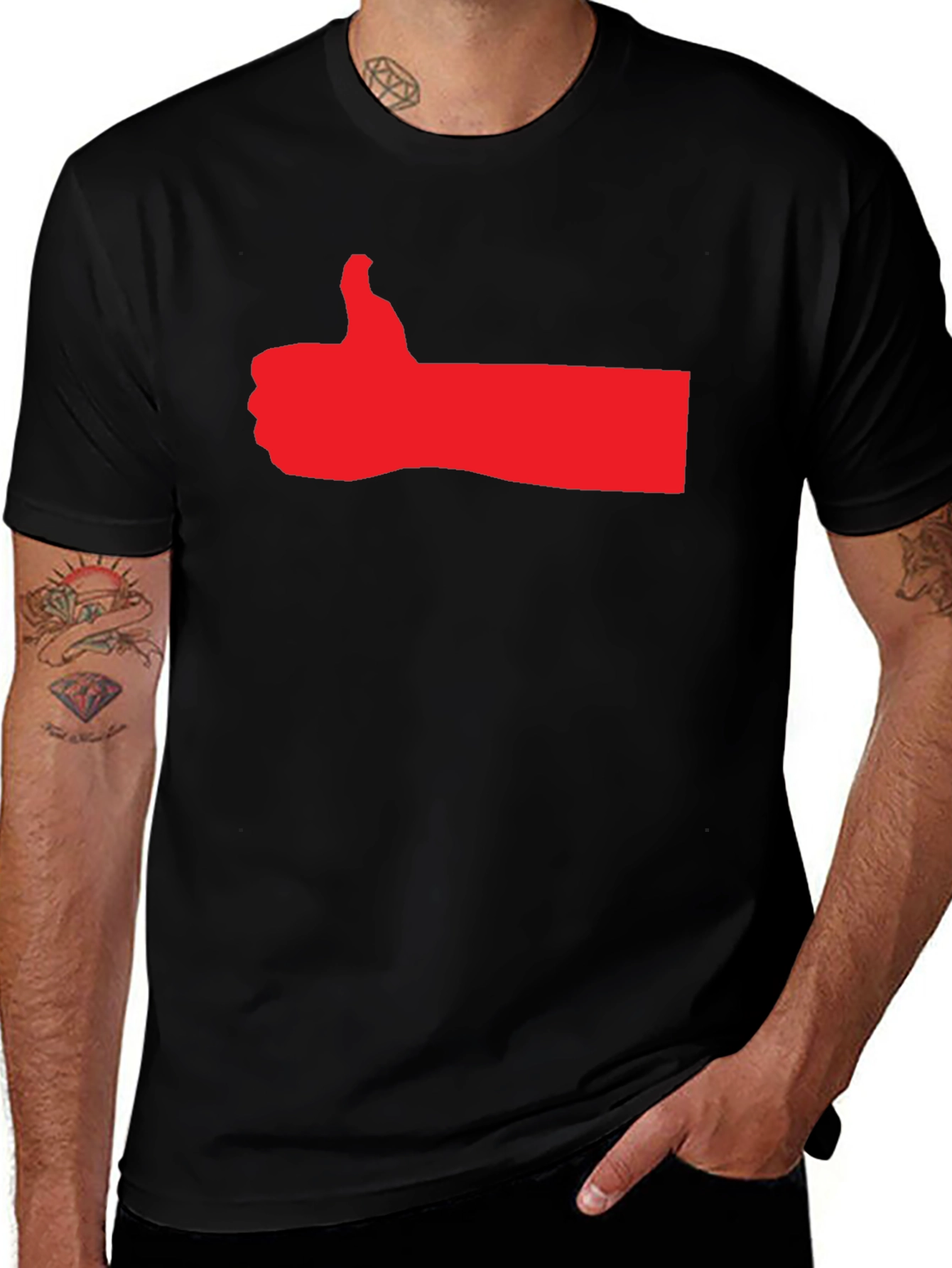 Variant 20 of Thumbs Up Graphic Tee - Black Casual Shirt